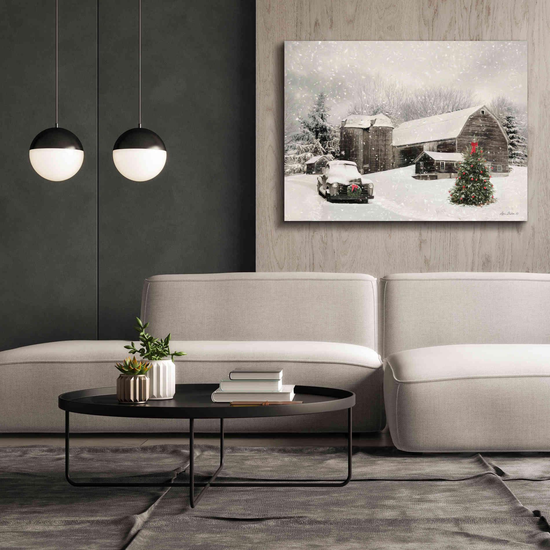 'Farmhouse Christmas' by Lori Deiter, Canvas Wall Art,54 x 40