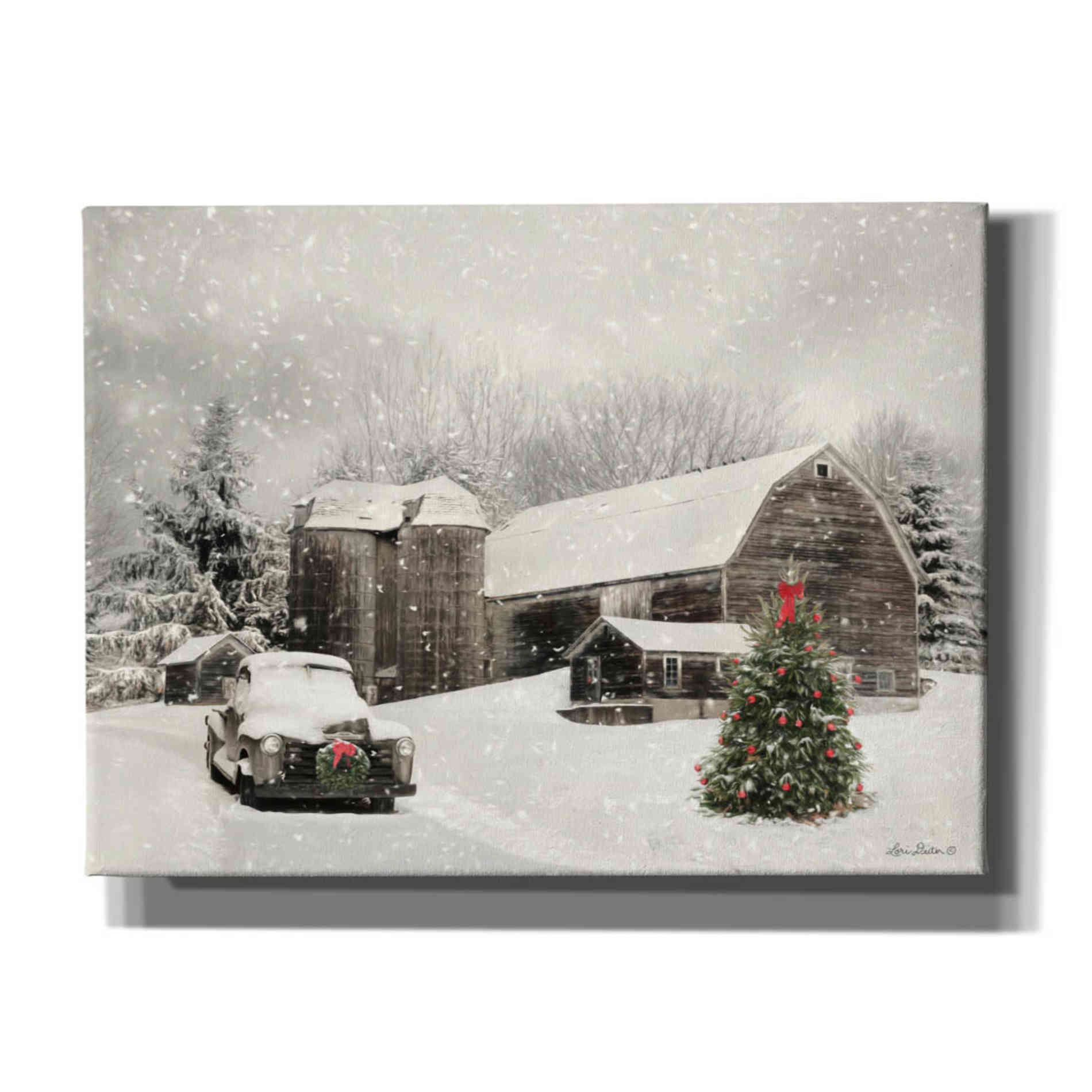 'Farmhouse Christmas' by Lori Deiter, Canvas Wall Art
