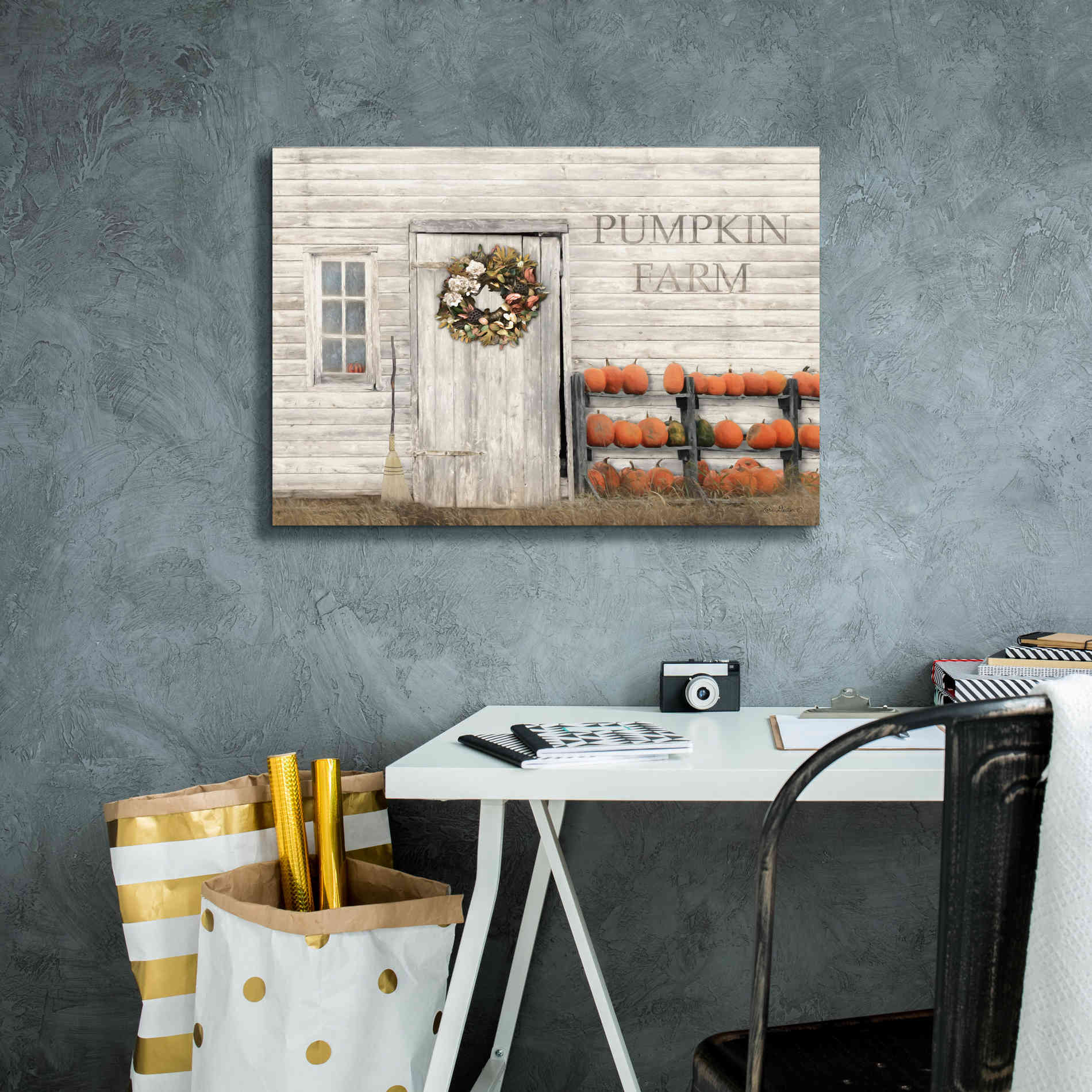'Pumpkin Farm' by Lori Deiter, Canvas Wall Art,26 x 18