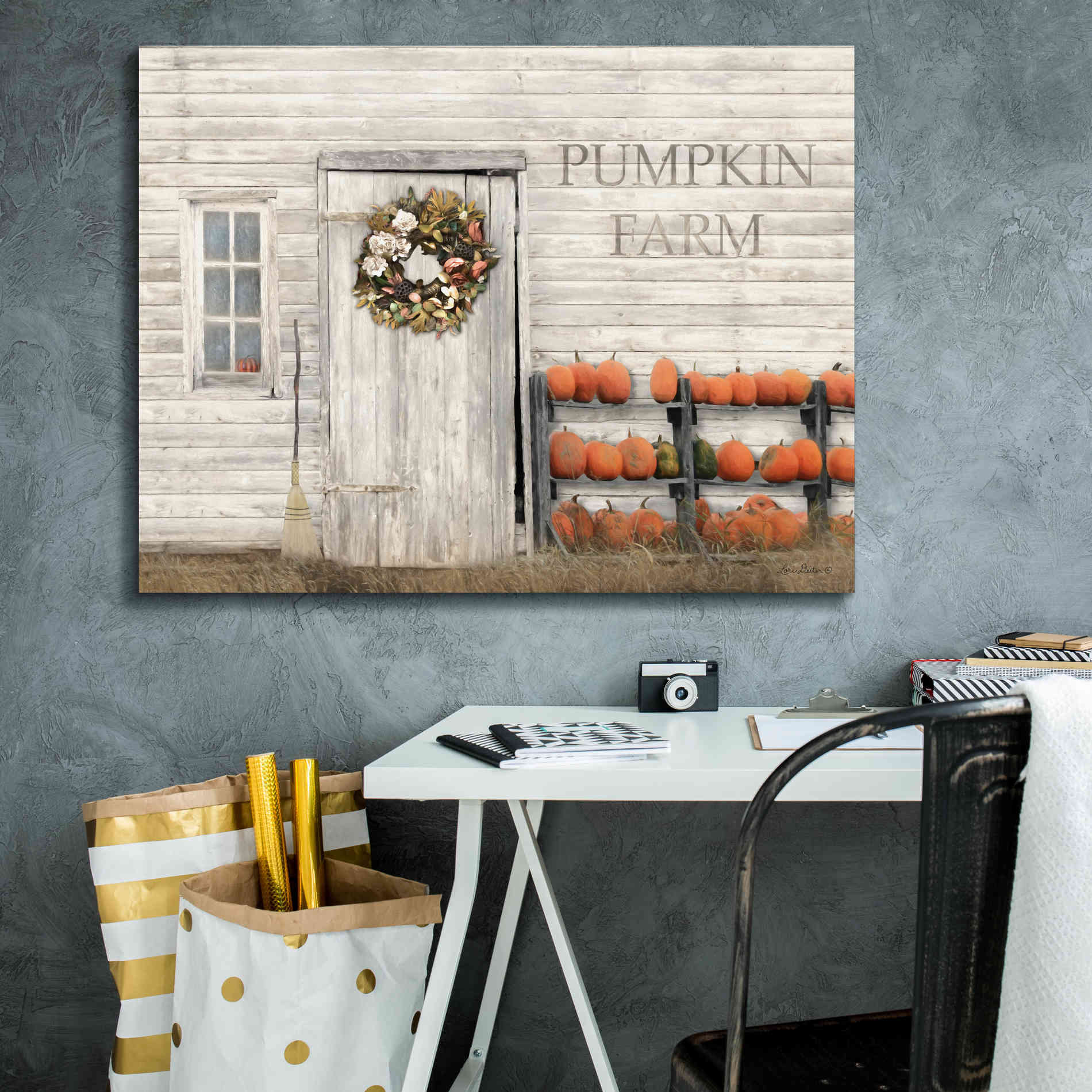'Pumpkin Farm' by Lori Deiter, Canvas Wall Art,34 x 26