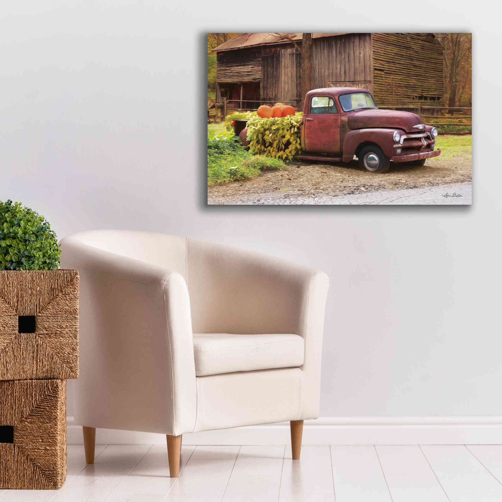 'Fall Pumpkin Truck' by Lori Deiter, Canvas Wall Art,40 x 26