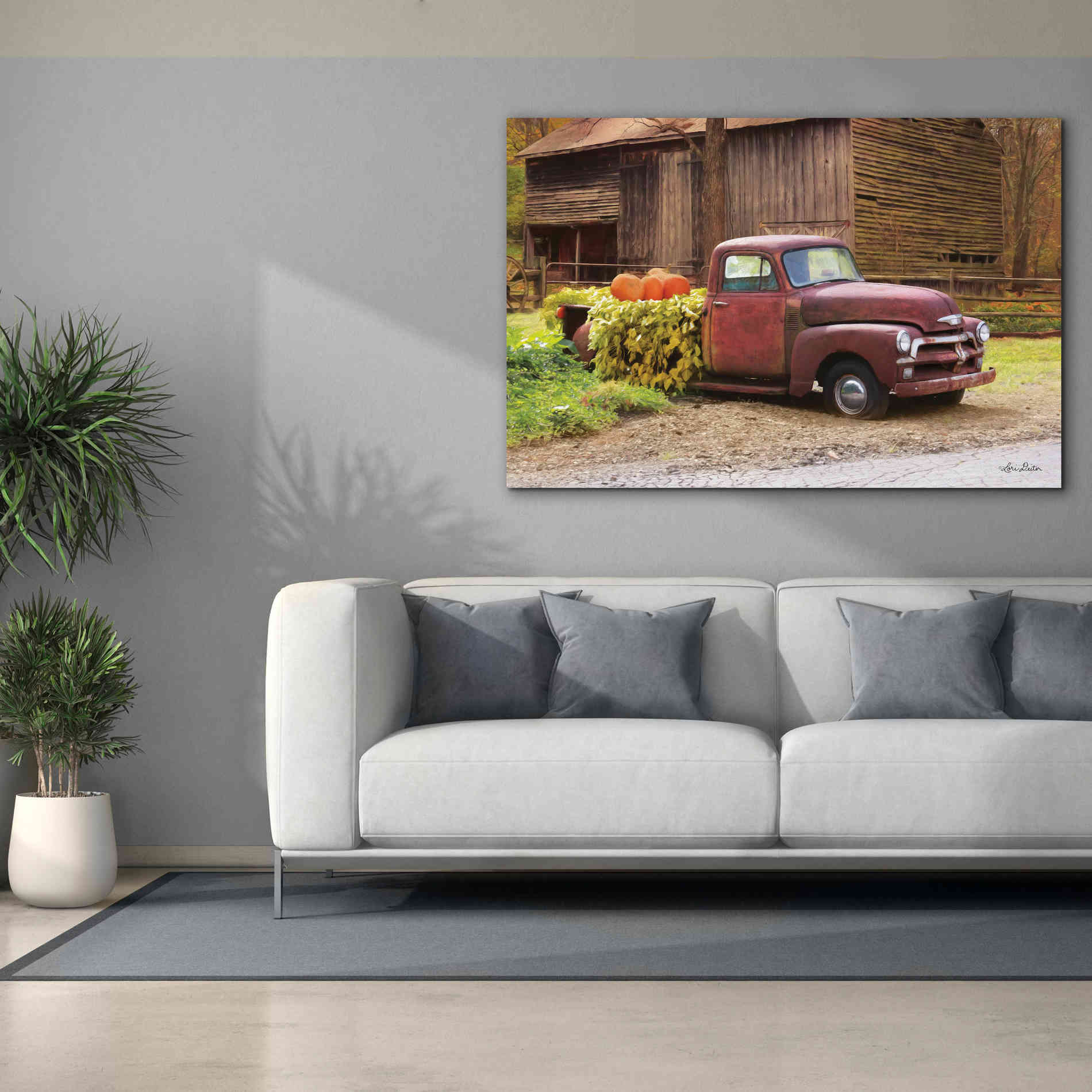 'Fall Pumpkin Truck' by Lori Deiter, Canvas Wall Art,60 x 40