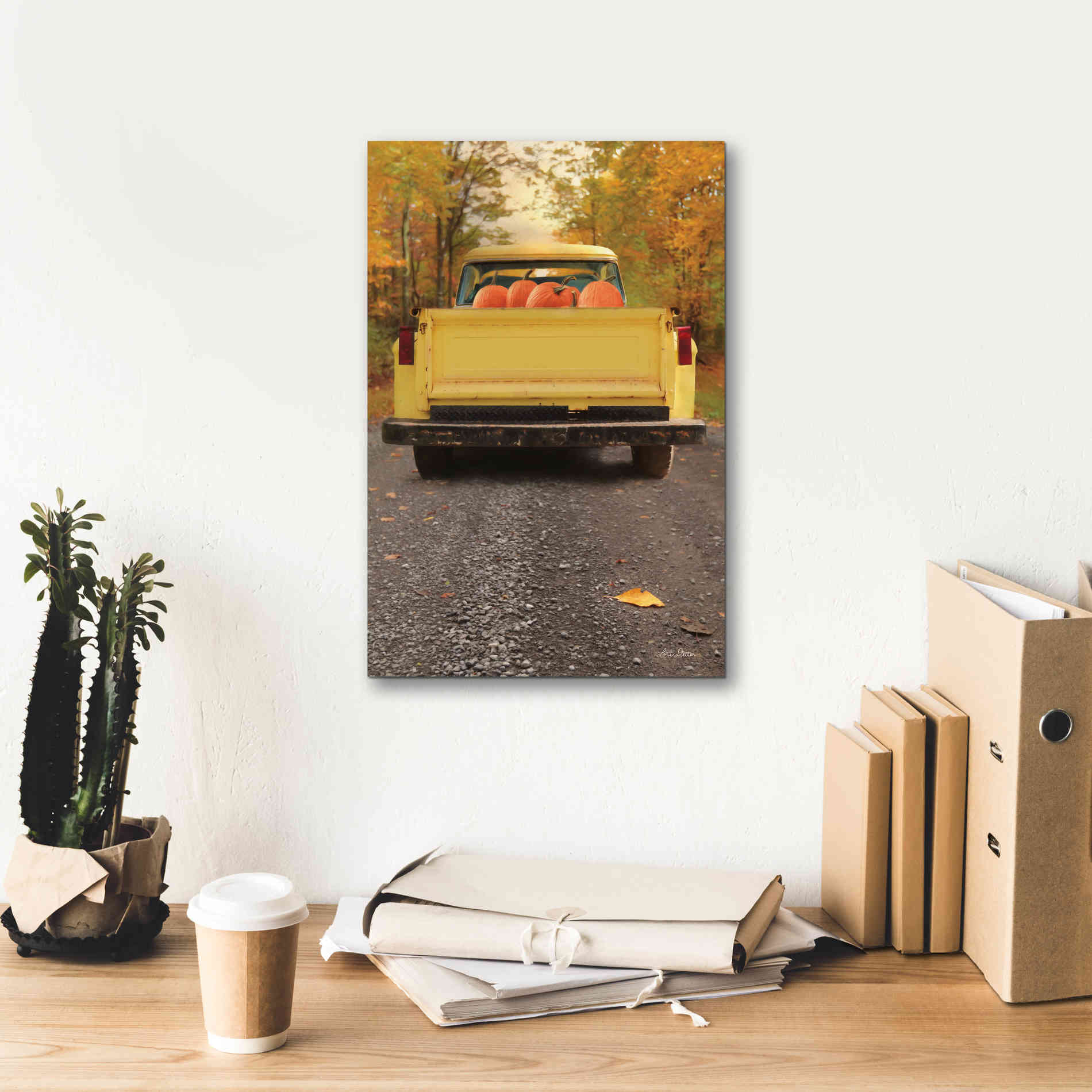'Yellow Pumpkin Hauler' by Lori Deiter, Canvas Wall Art,12 x 18