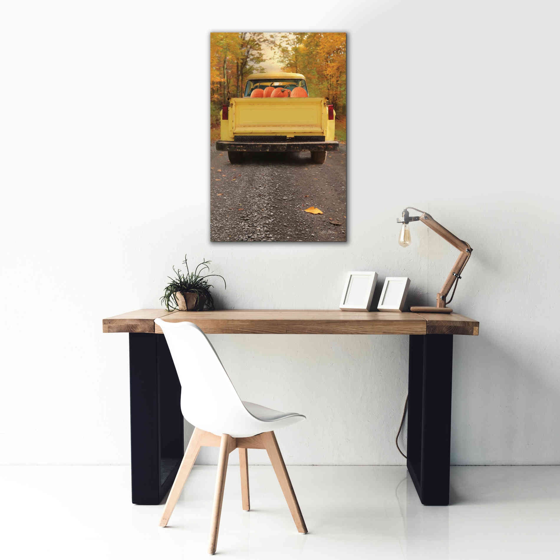 'Yellow Pumpkin Hauler' by Lori Deiter, Canvas Wall Art,26 x 40
