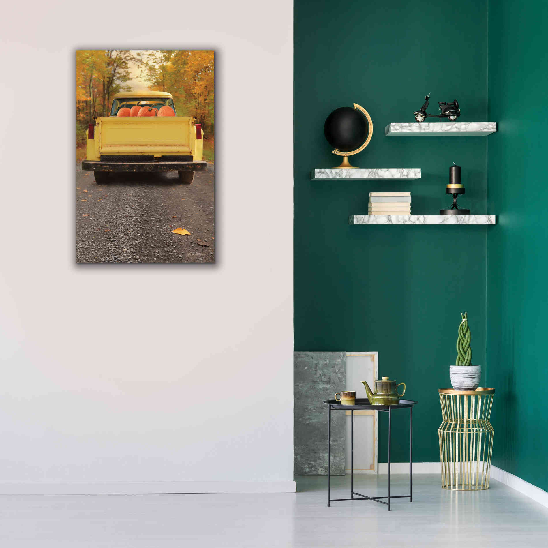 'Yellow Pumpkin Hauler' by Lori Deiter, Canvas Wall Art,26 x 40