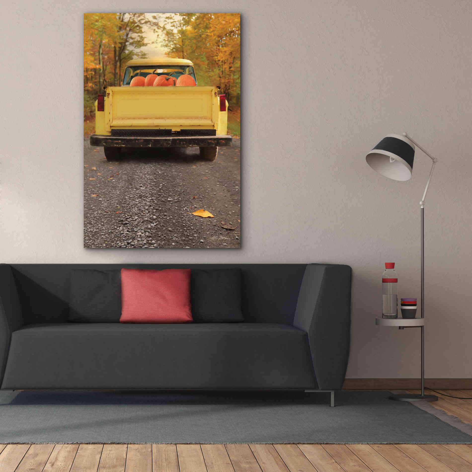 'Yellow Pumpkin Hauler' by Lori Deiter, Canvas Wall Art,40 x 60