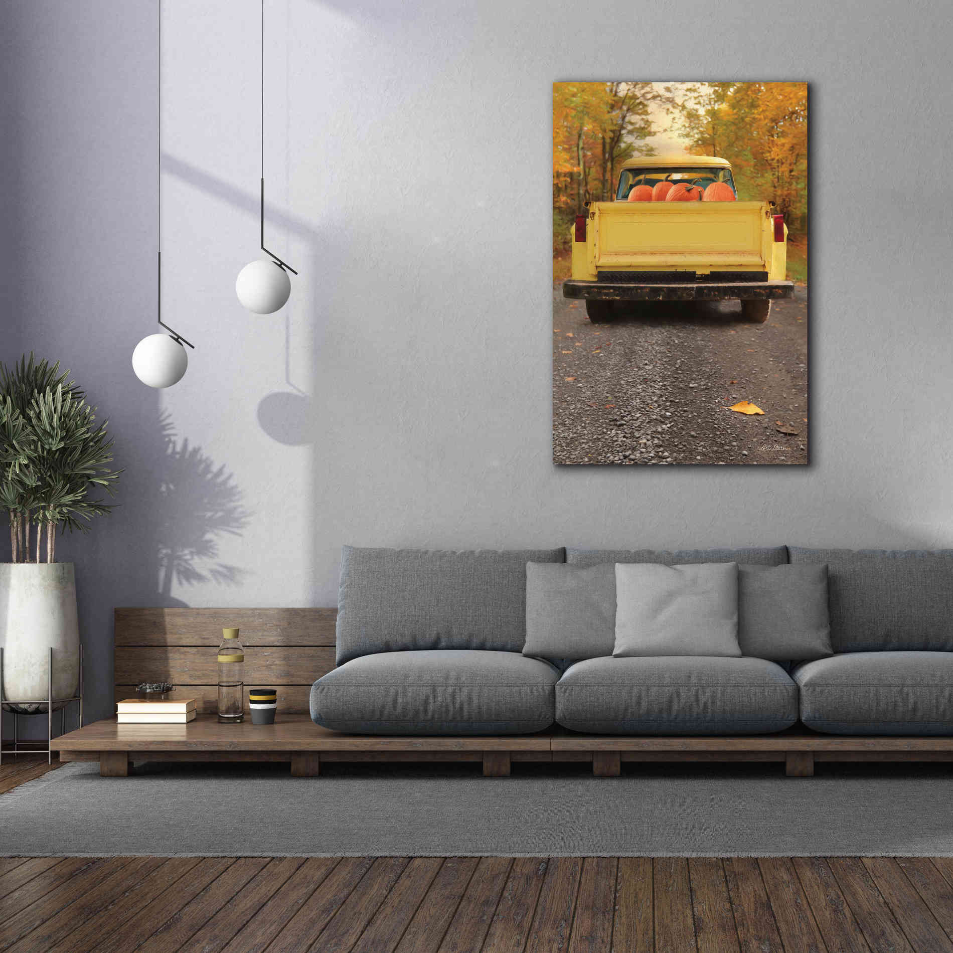 'Yellow Pumpkin Hauler' by Lori Deiter, Canvas Wall Art,40 x 60