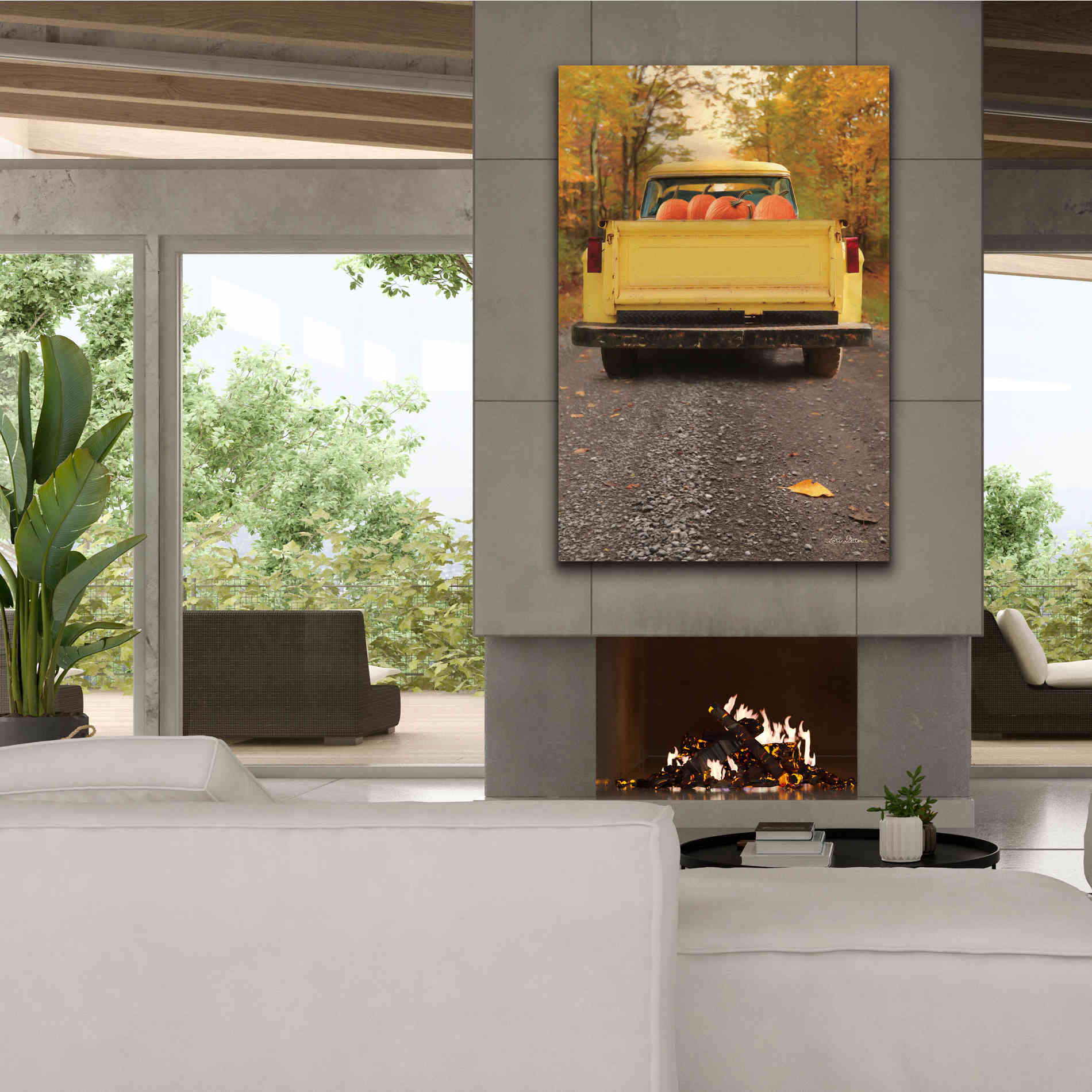 'Yellow Pumpkin Hauler' by Lori Deiter, Canvas Wall Art,40 x 60