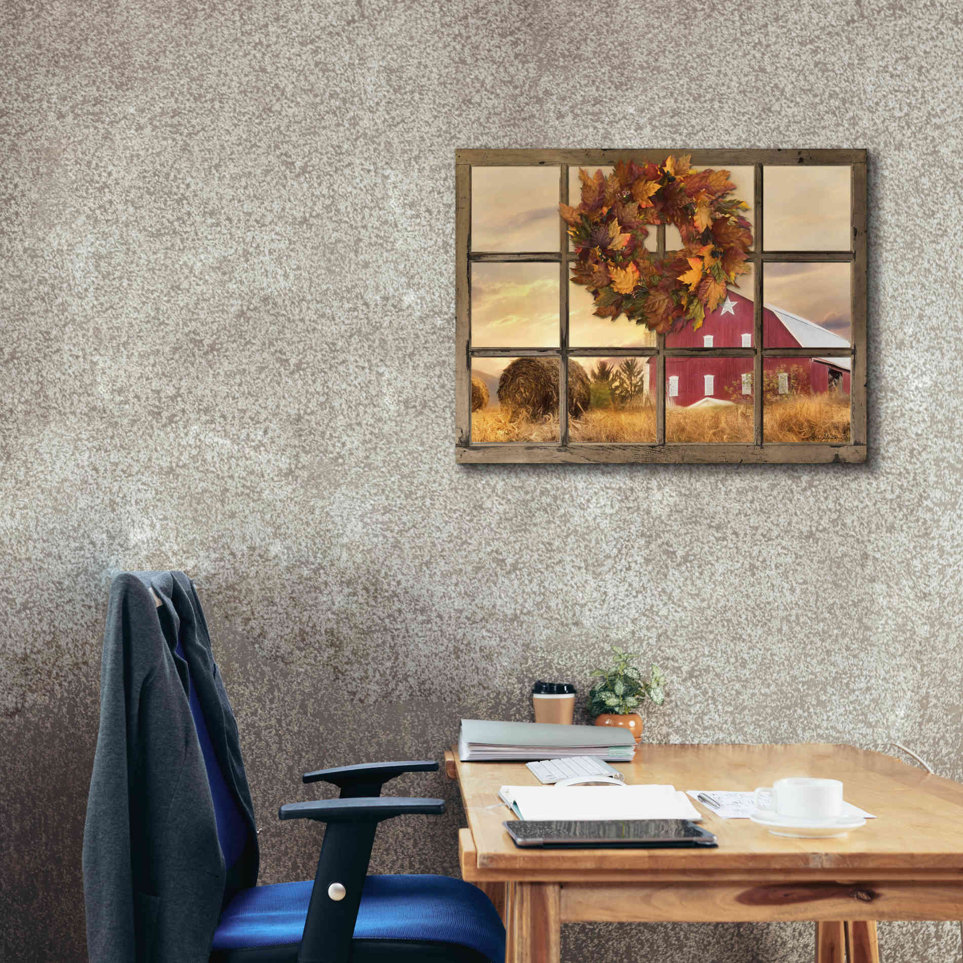 'Fall Window View' by Lori Deiter, Canvas Wall Art,34 x 26