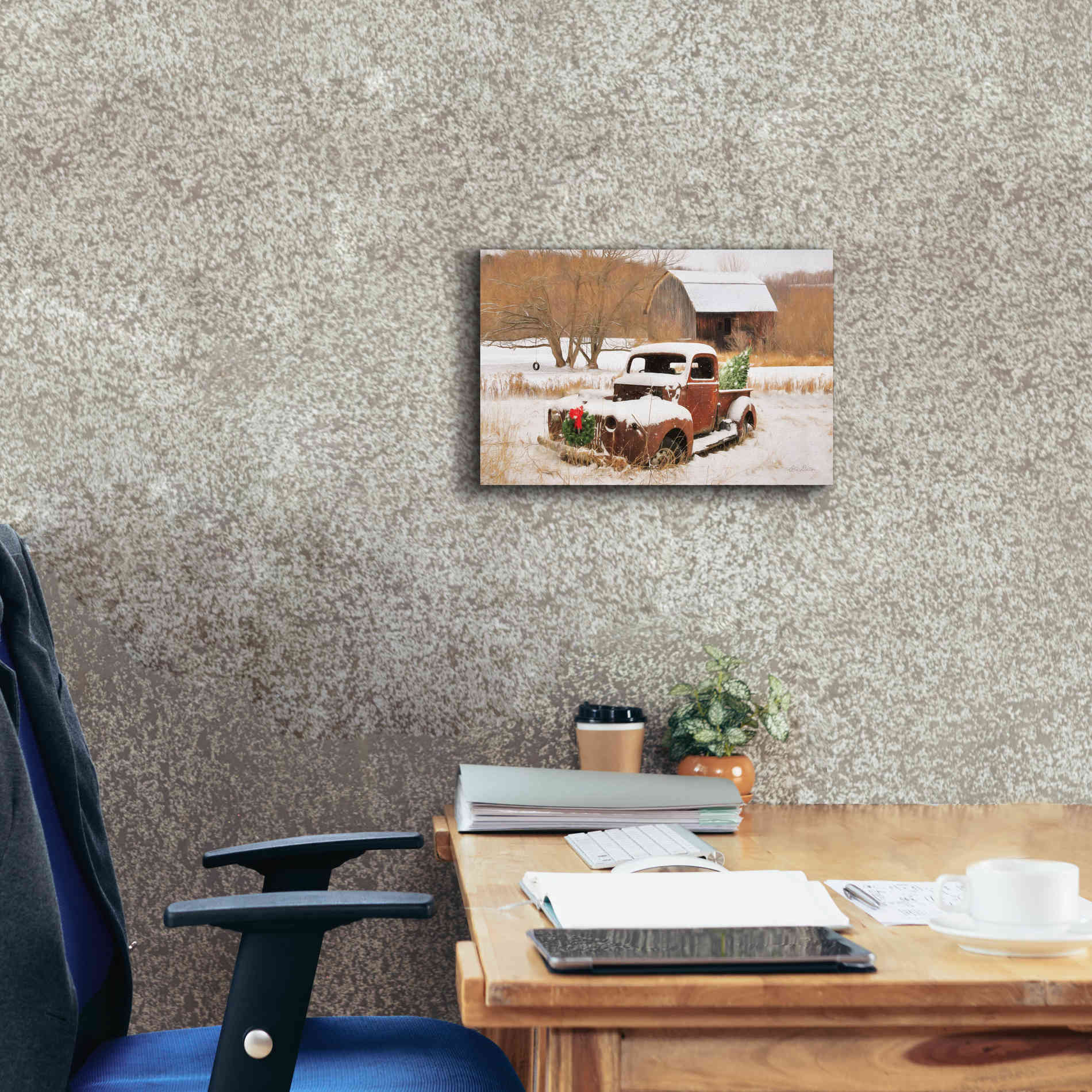 'Christmas Lawn Ornament' by Lori Deiter, Canvas Wall Art,18 x 12