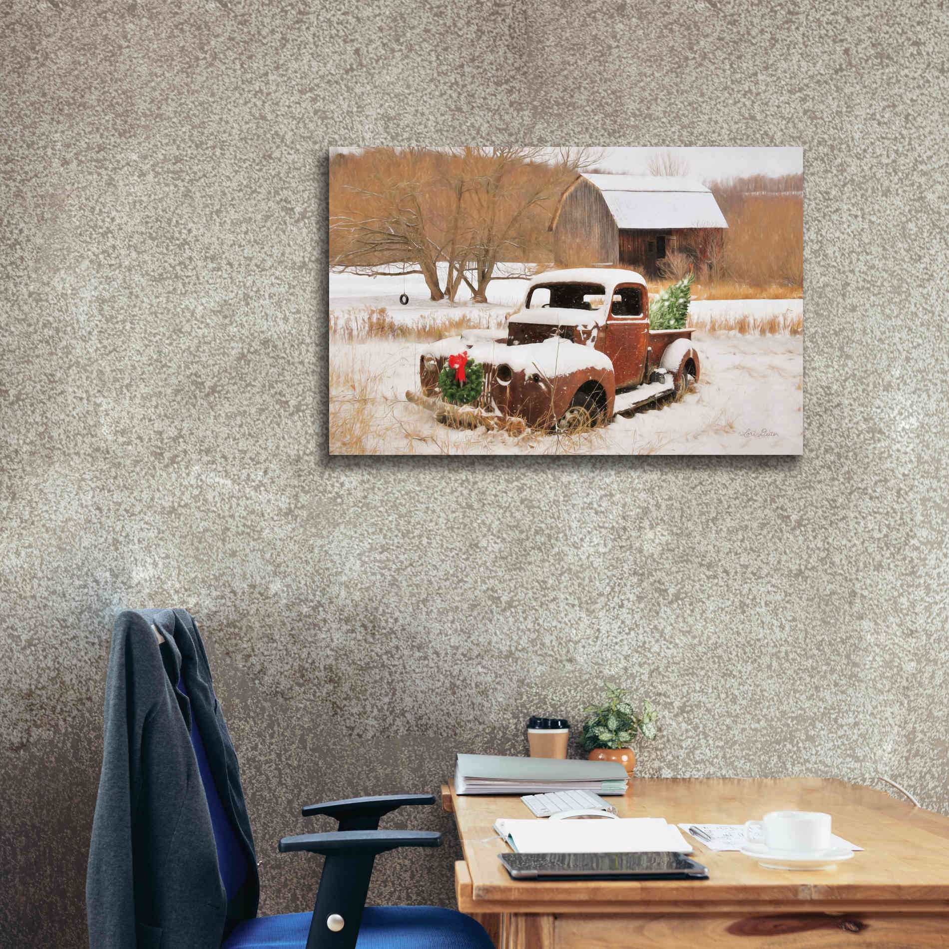 'Christmas Lawn Ornament' by Lori Deiter, Canvas Wall Art,40 x 26