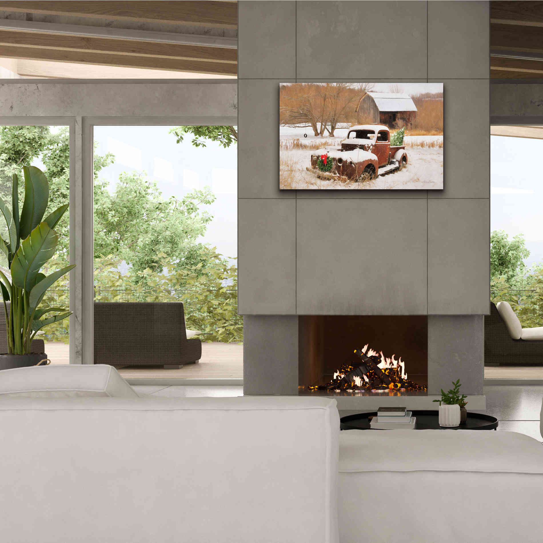 'Christmas Lawn Ornament' by Lori Deiter, Canvas Wall Art,40 x 26