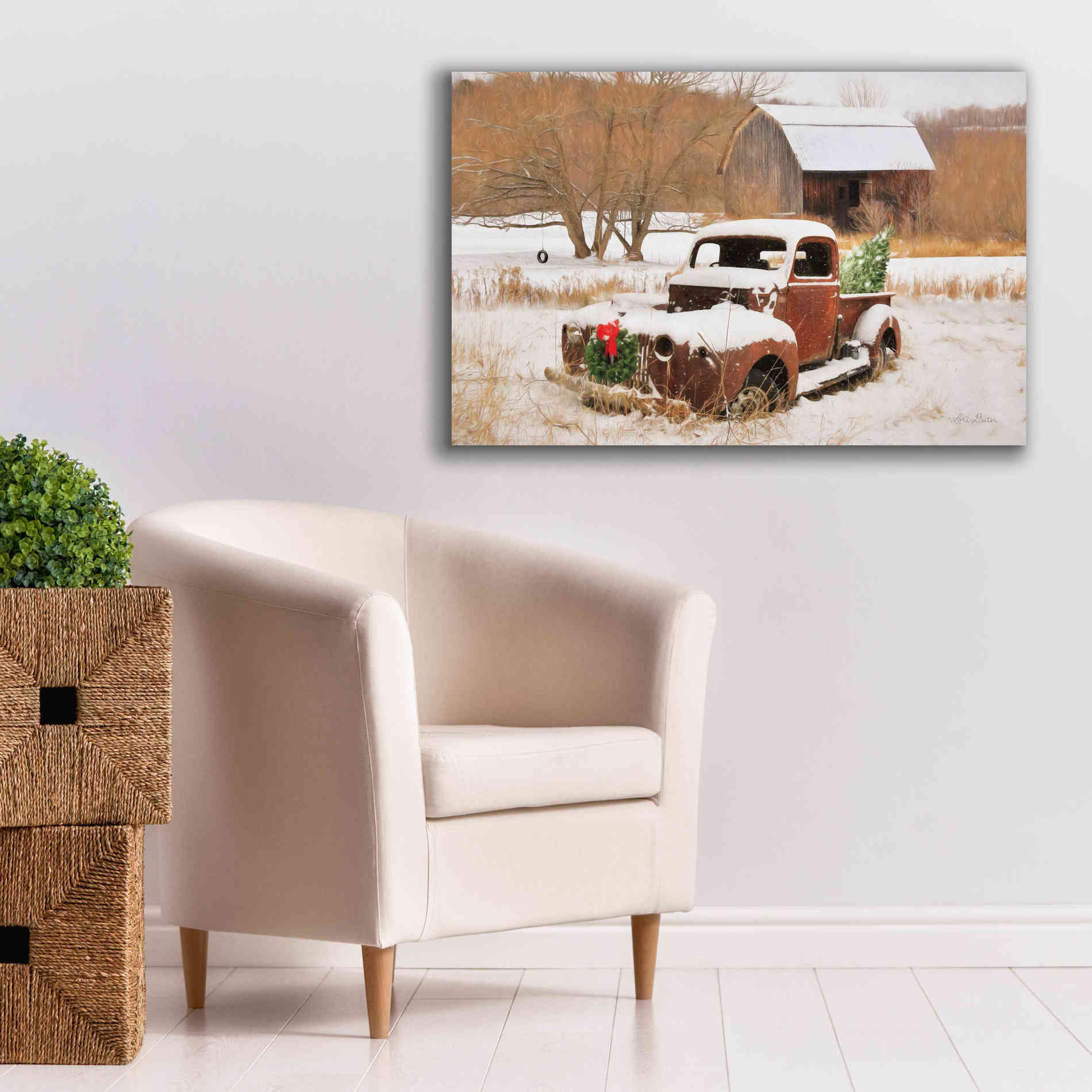 'Christmas Lawn Ornament' by Lori Deiter, Canvas Wall Art,40 x 26