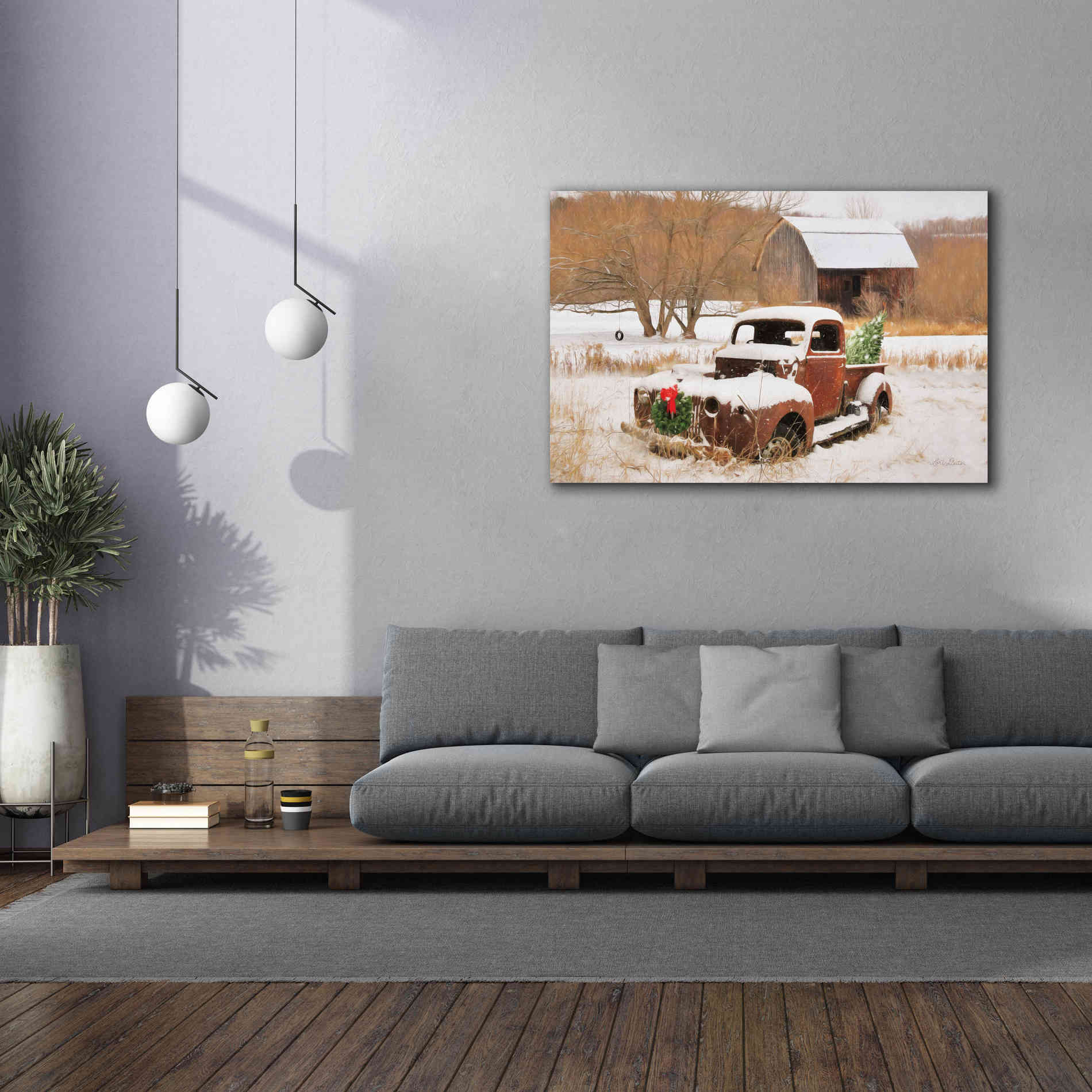 'Christmas Lawn Ornament' by Lori Deiter, Canvas Wall Art,60 x 40