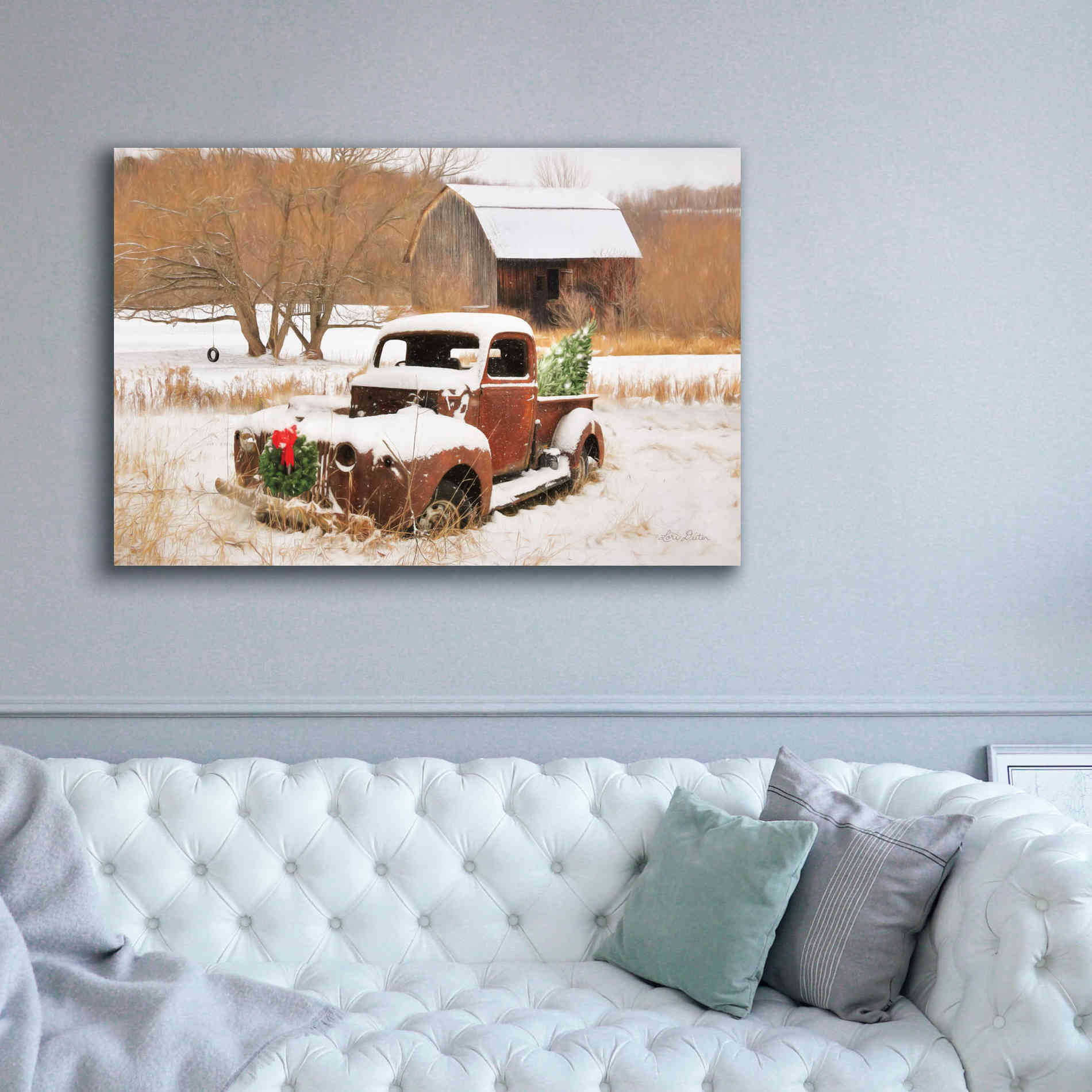 'Christmas Lawn Ornament' by Lori Deiter, Canvas Wall Art,60 x 40