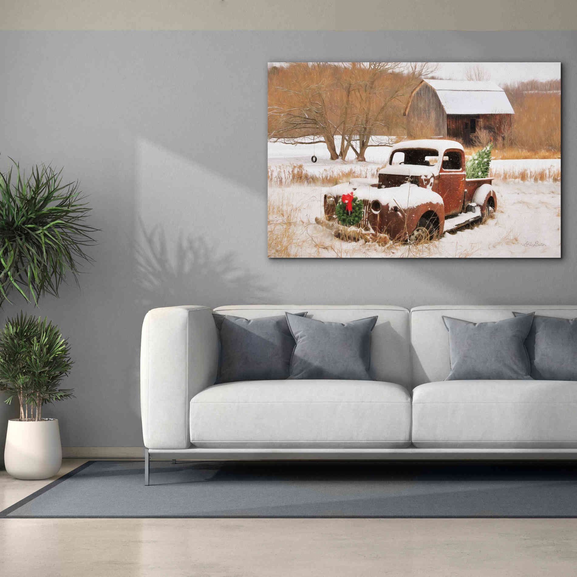 'Christmas Lawn Ornament' by Lori Deiter, Canvas Wall Art,60 x 40