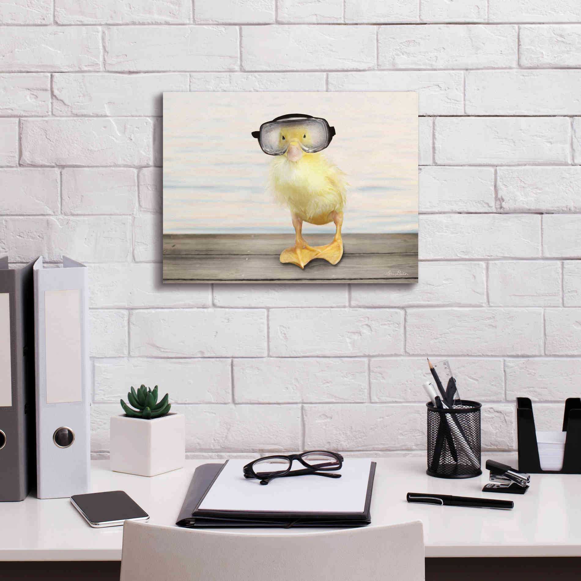 'Diving Duck' by Lori Deiter, Canvas Wall Art,16 x 12