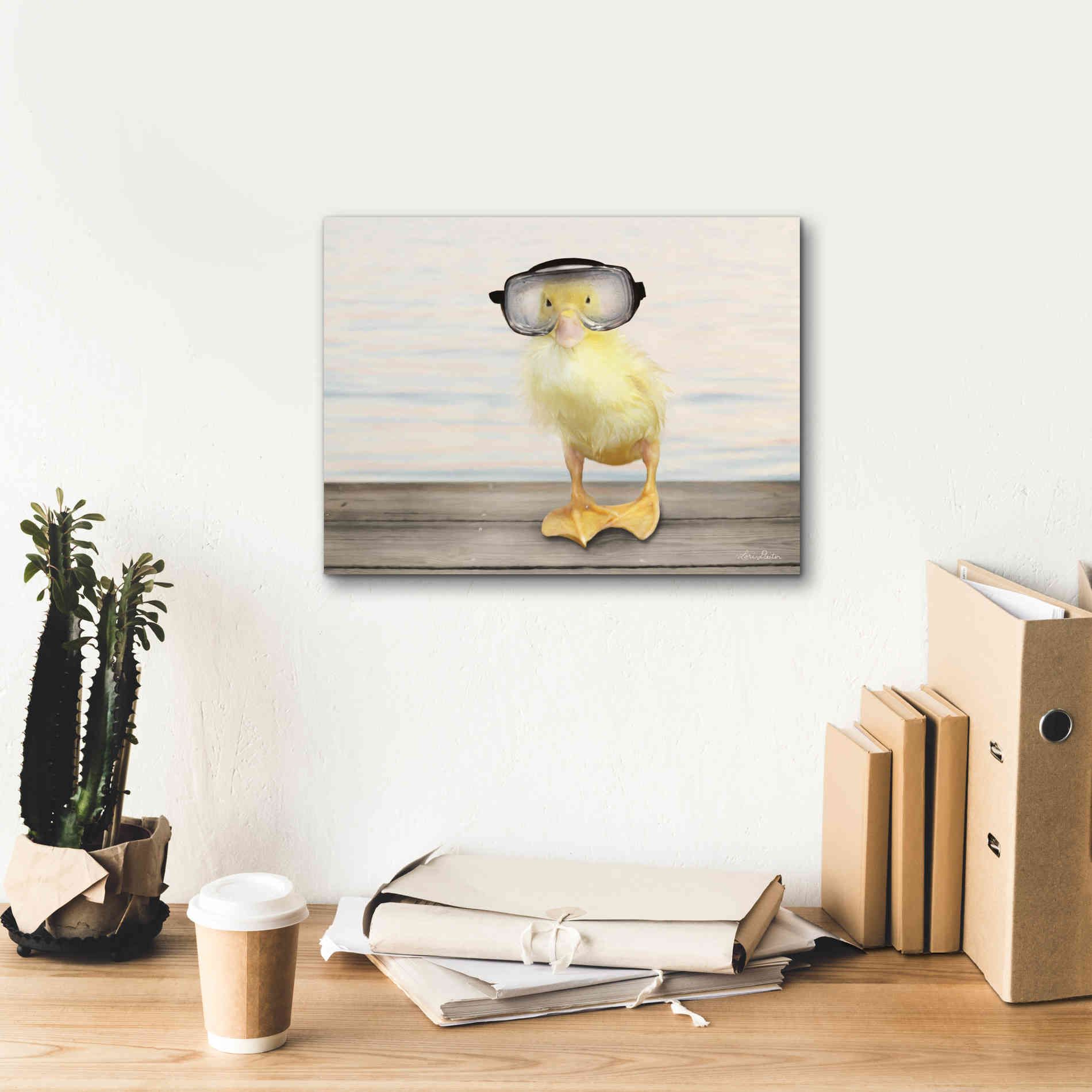 'Diving Duck' by Lori Deiter, Canvas Wall Art,16 x 12