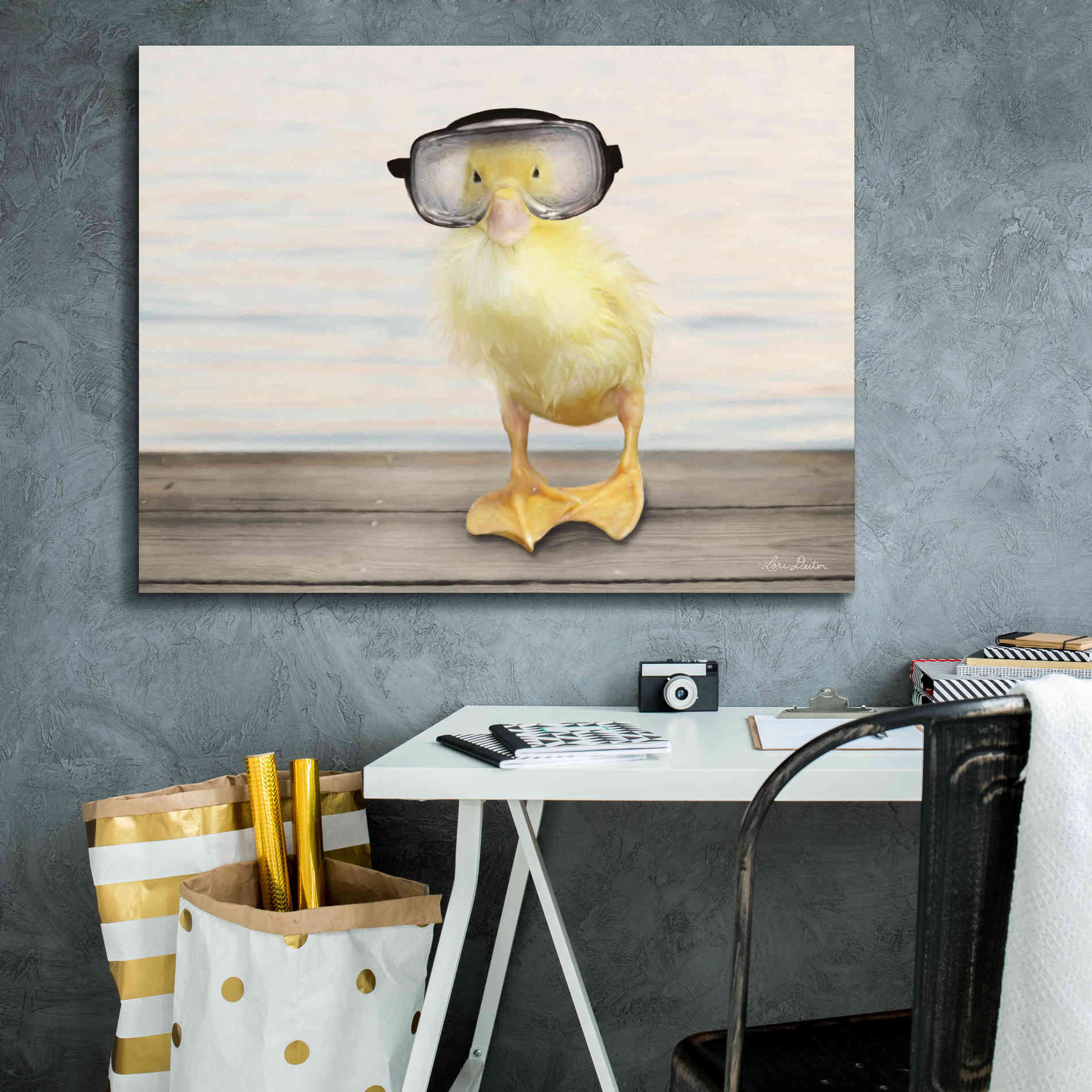 'Diving Duck' by Lori Deiter, Canvas Wall Art,34 x 26