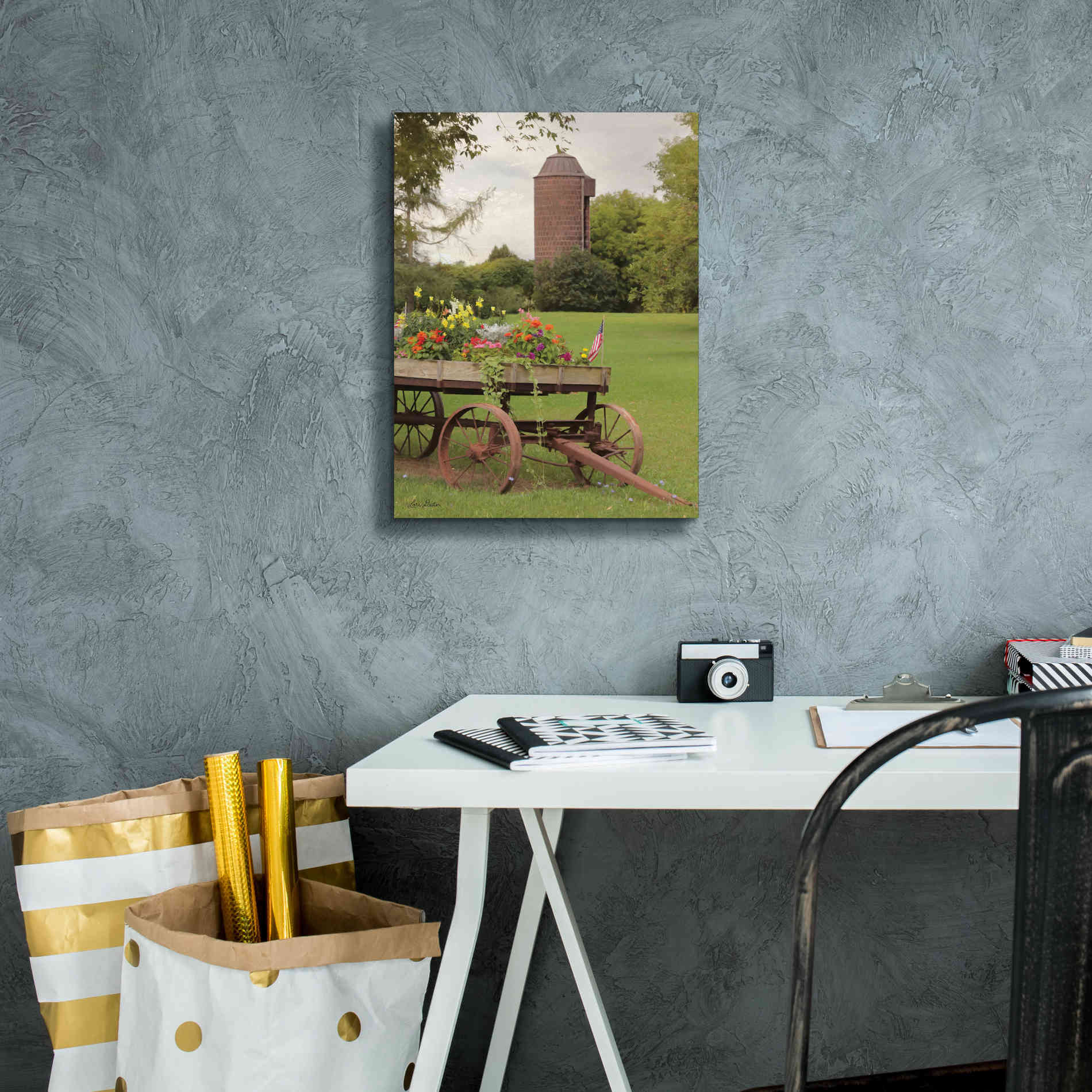 'Clayton Flower Wagon' by Lori Deiter, Canvas Wall Art,12 x 16
