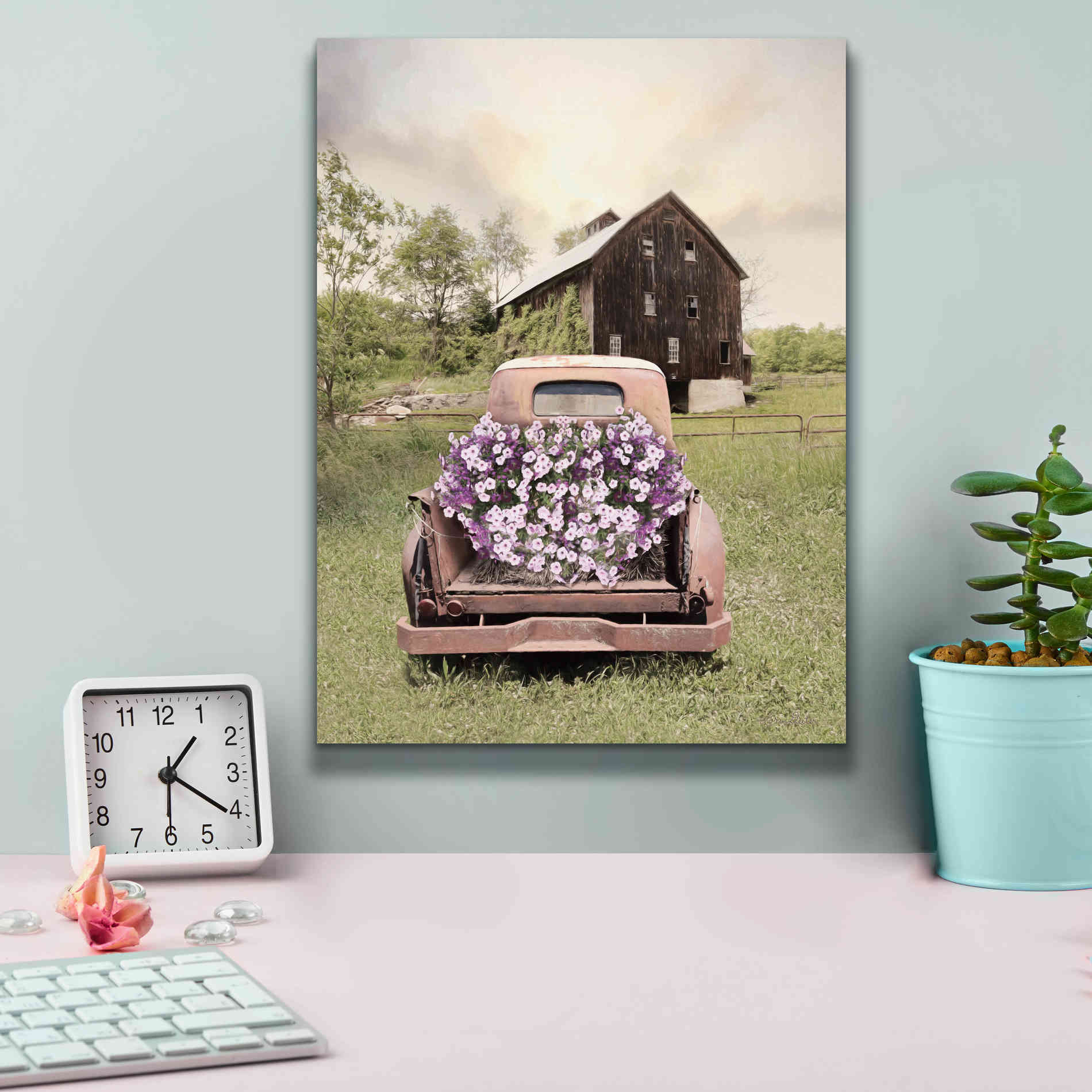 'Petunia Truck' by Lori Deiter, Canvas Wall Art,12 x 16