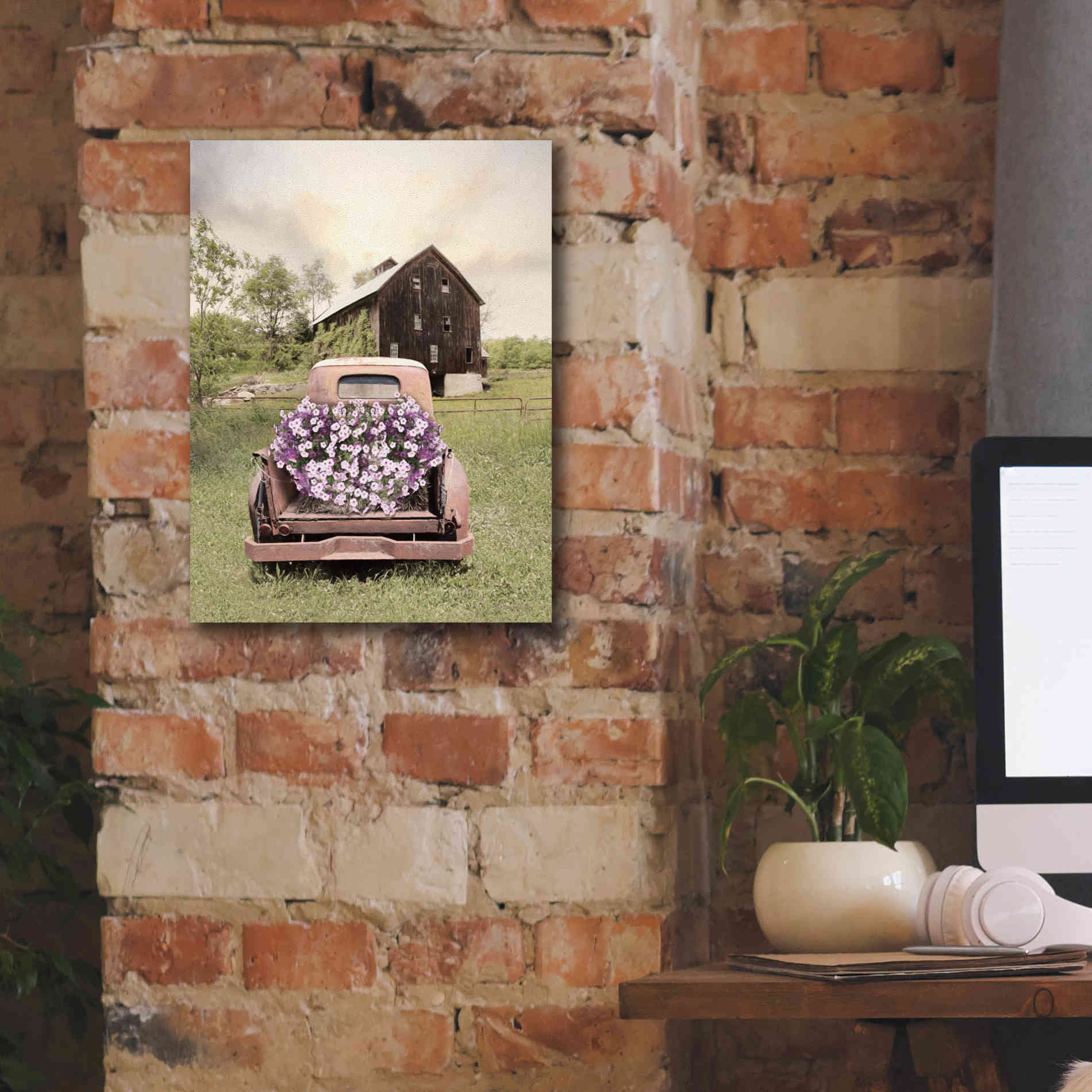 'Petunia Truck' by Lori Deiter, Canvas Wall Art,12 x 16