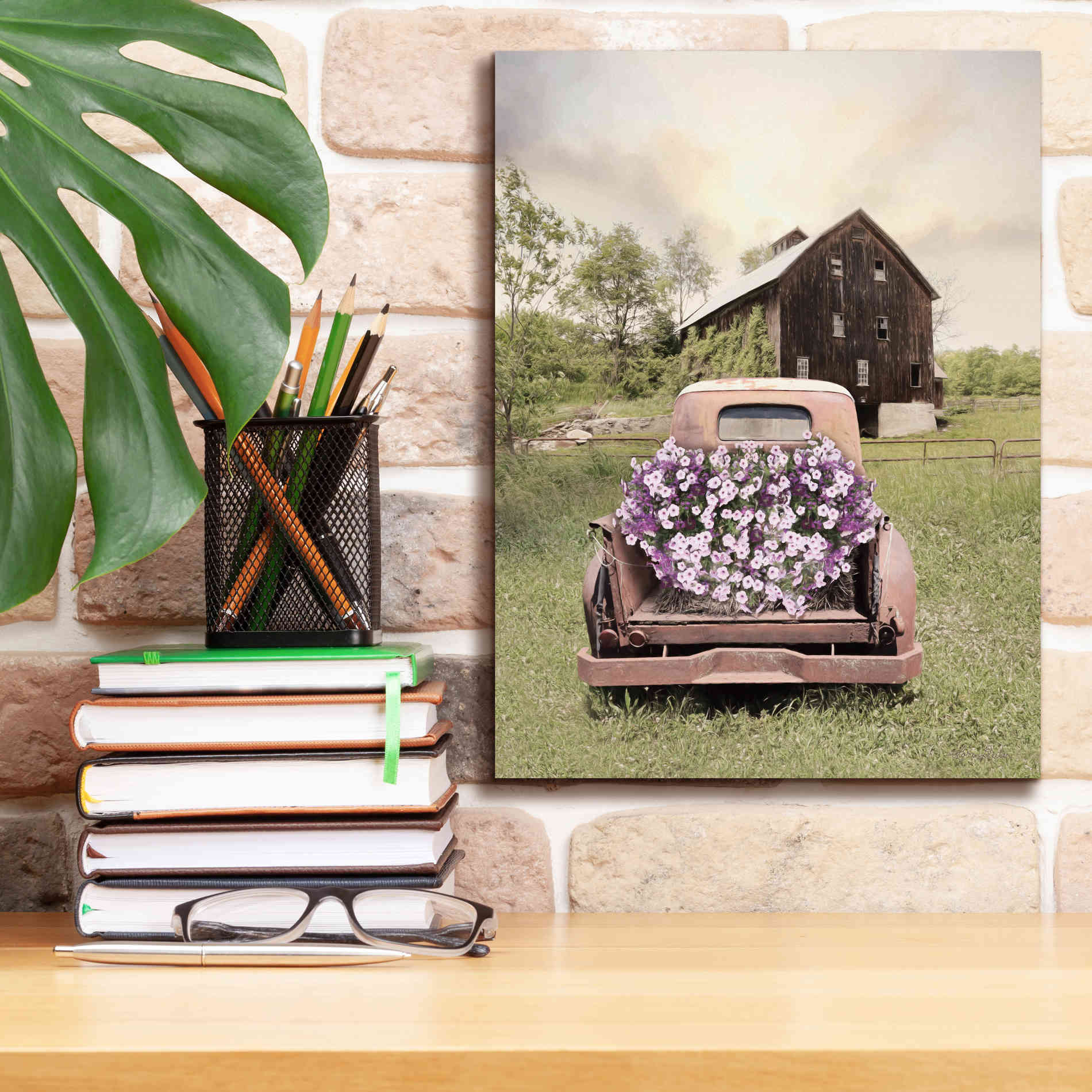 'Petunia Truck' by Lori Deiter, Canvas Wall Art,12 x 16