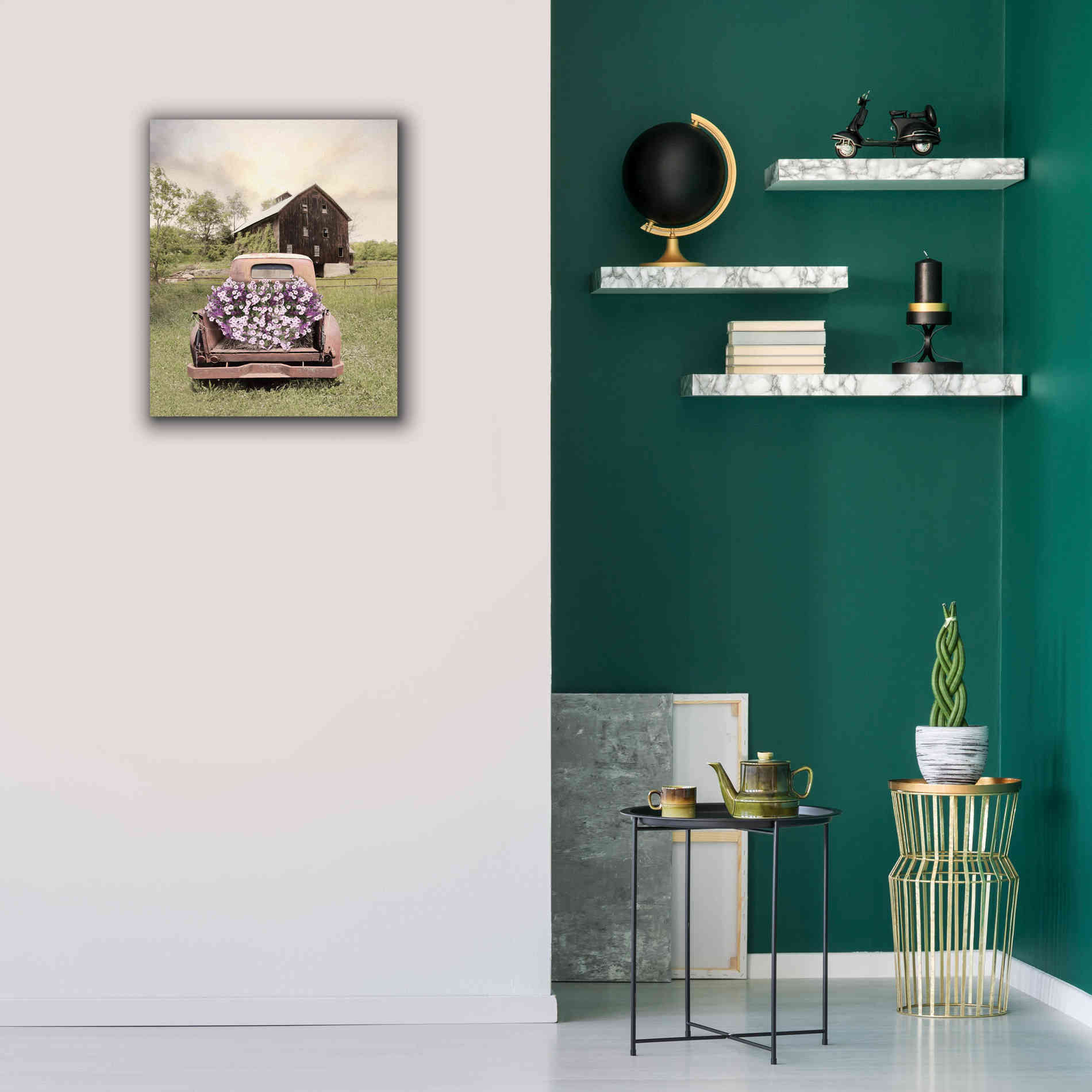 'Petunia Truck' by Lori Deiter, Canvas Wall Art,20 x 24