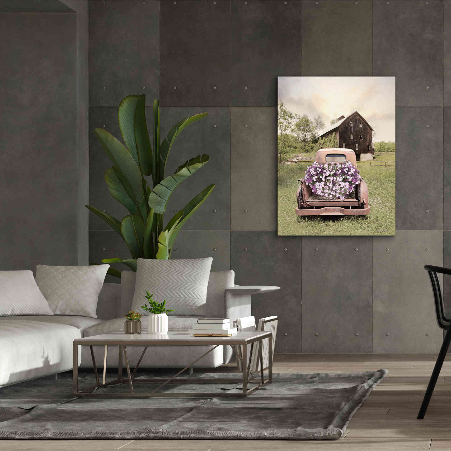 'Petunia Truck' by Lori Deiter, Canvas Wall Art,40 x 54