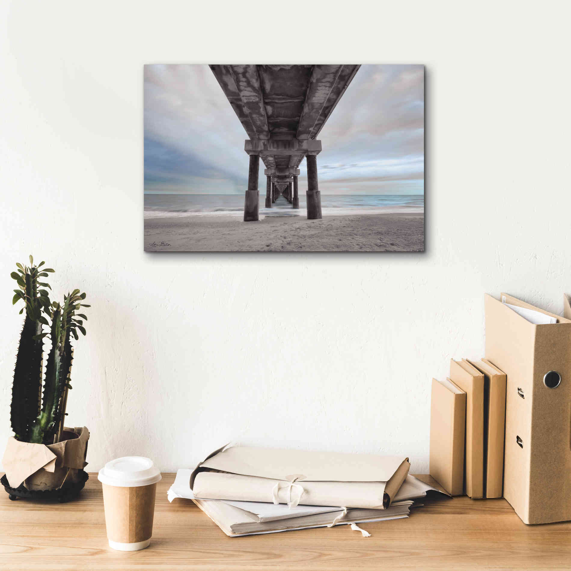 'Beneath the Outer Banks Beach Pier' by Lori Deiter, Canvas Wall Art,18 x 12