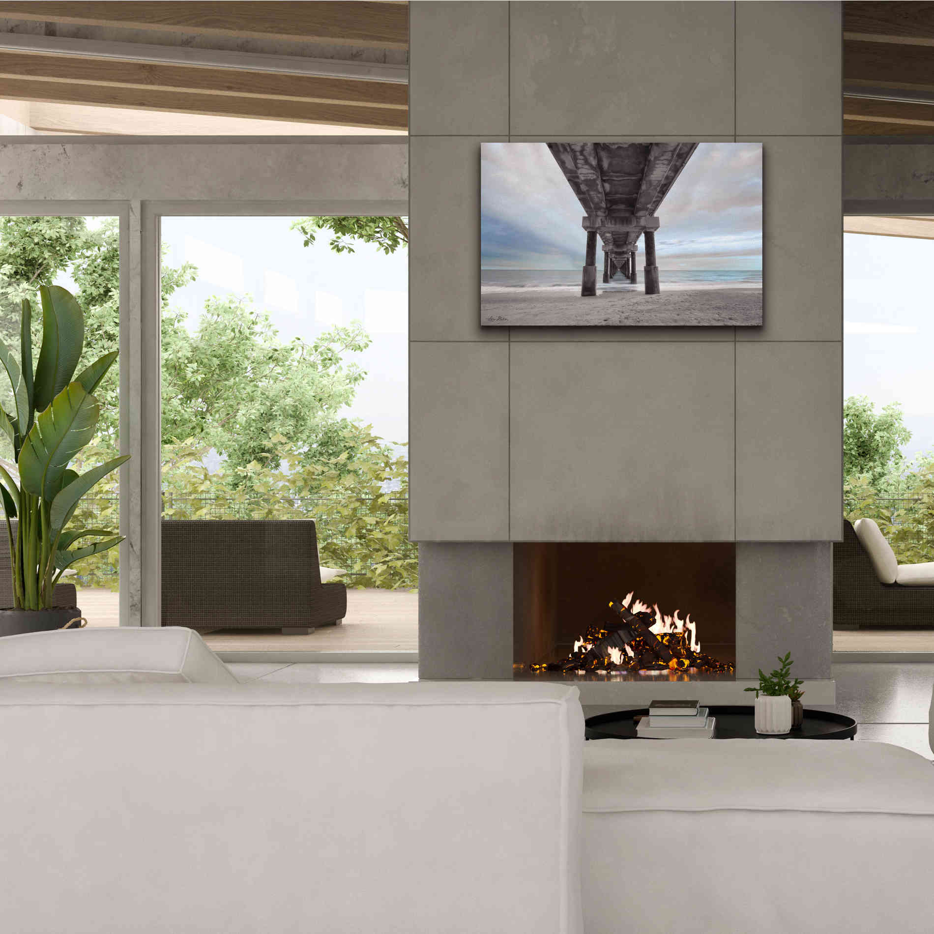 'Beneath the Outer Banks Beach Pier' by Lori Deiter, Canvas Wall Art,40 x 26