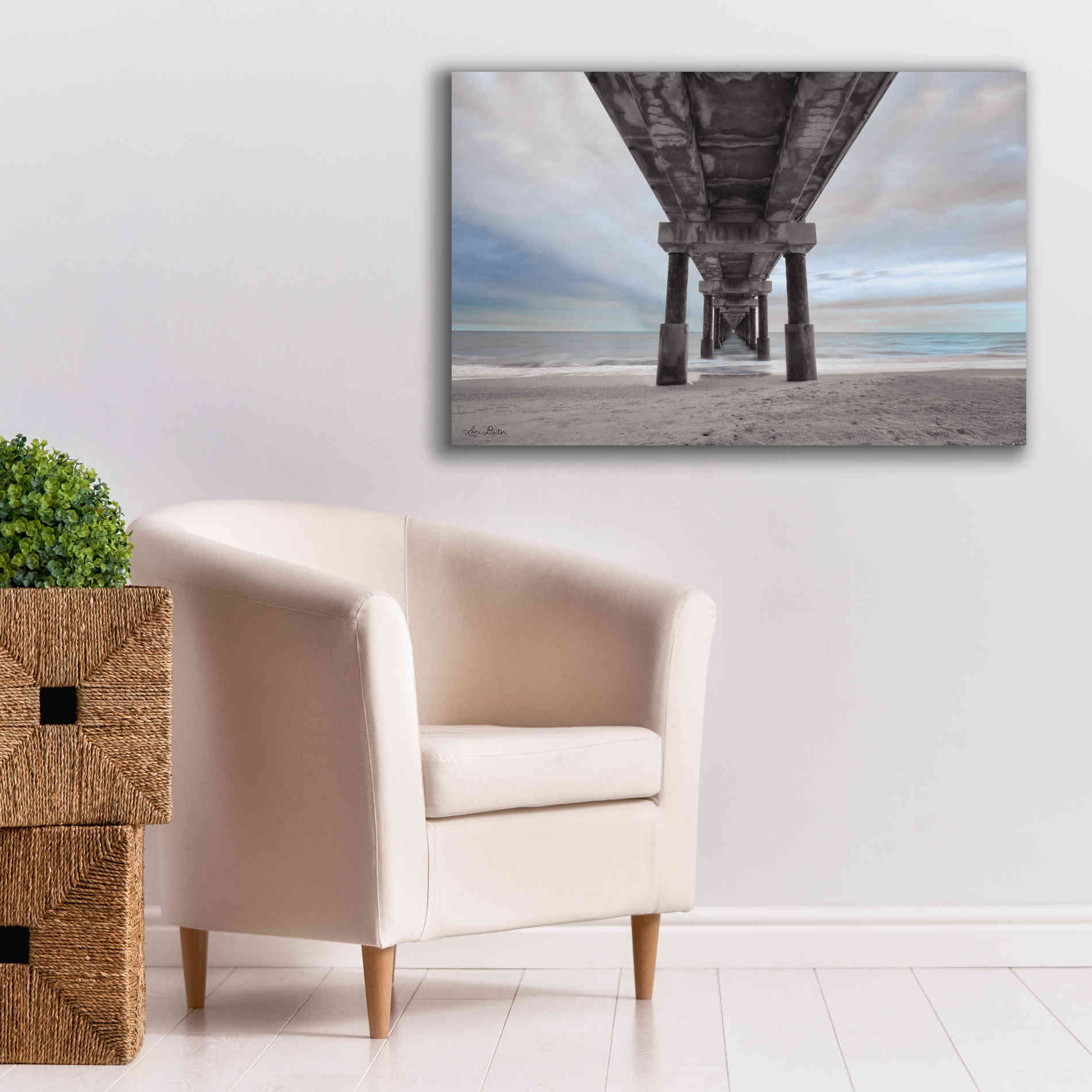 'Beneath the Outer Banks Beach Pier' by Lori Deiter, Canvas Wall Art,40 x 26