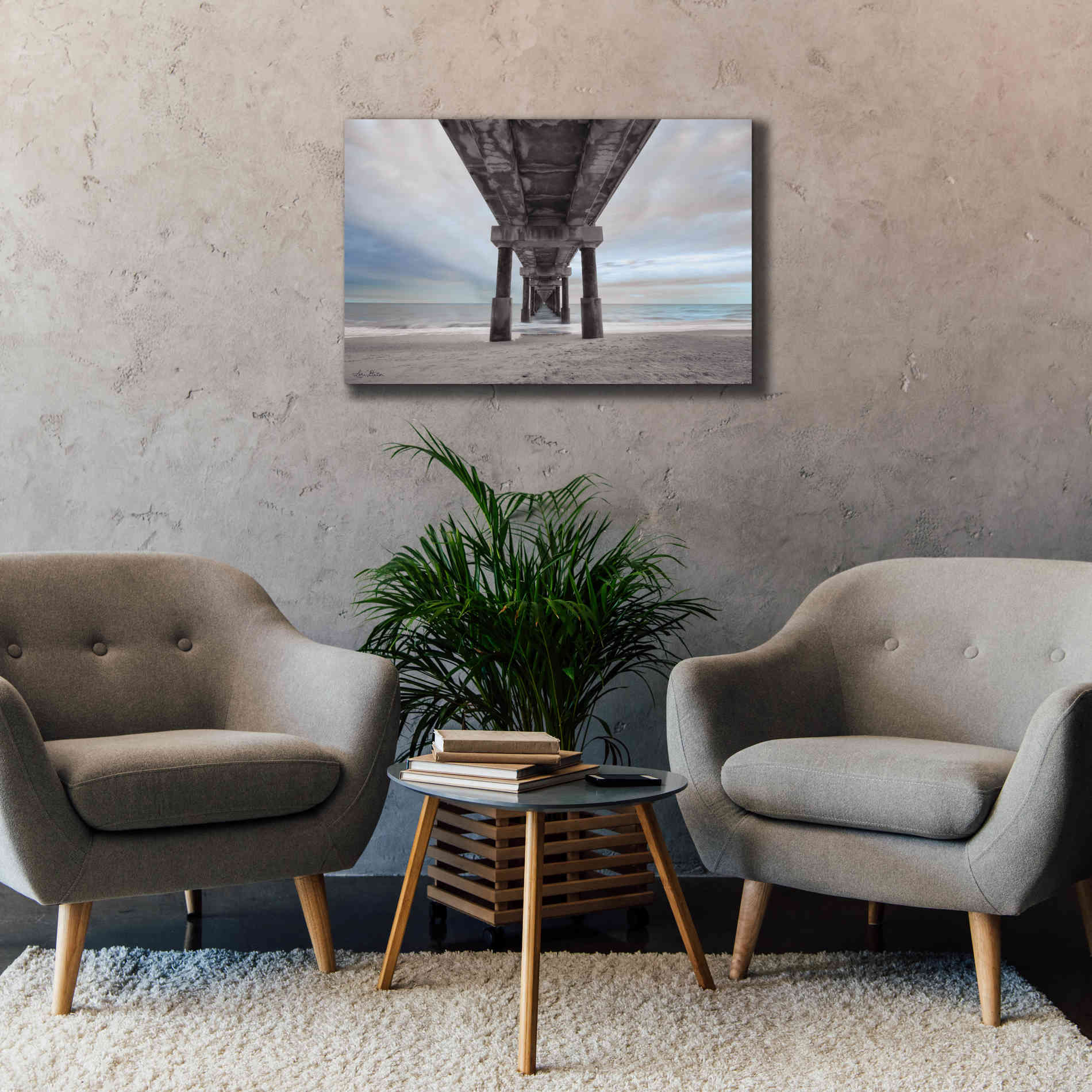 'Beneath the Outer Banks Beach Pier' by Lori Deiter, Canvas Wall Art,40 x 26