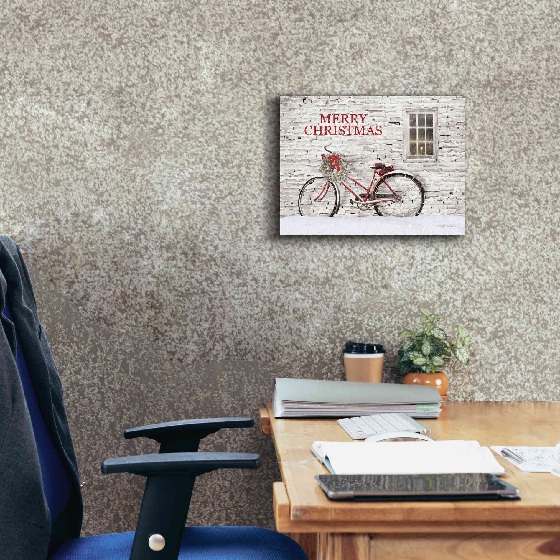 'Merry Christmas Bicycle' by Lori Deiter, Canvas Wall Art,16 x 12