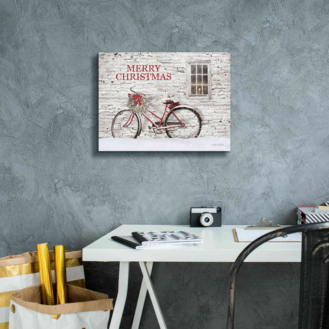 Image of 'Merry Christmas Bicycle' by Lori Deiter, Canvas Wall Art,16 x 12