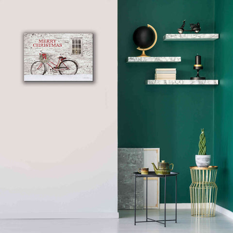 Image of 'Merry Christmas Bicycle' by Lori Deiter, Canvas Wall Art,26 x 18