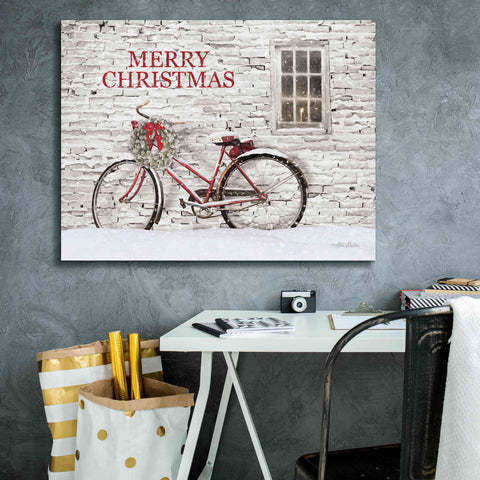 Image of 'Merry Christmas Bicycle' by Lori Deiter, Canvas Wall Art,34 x 26