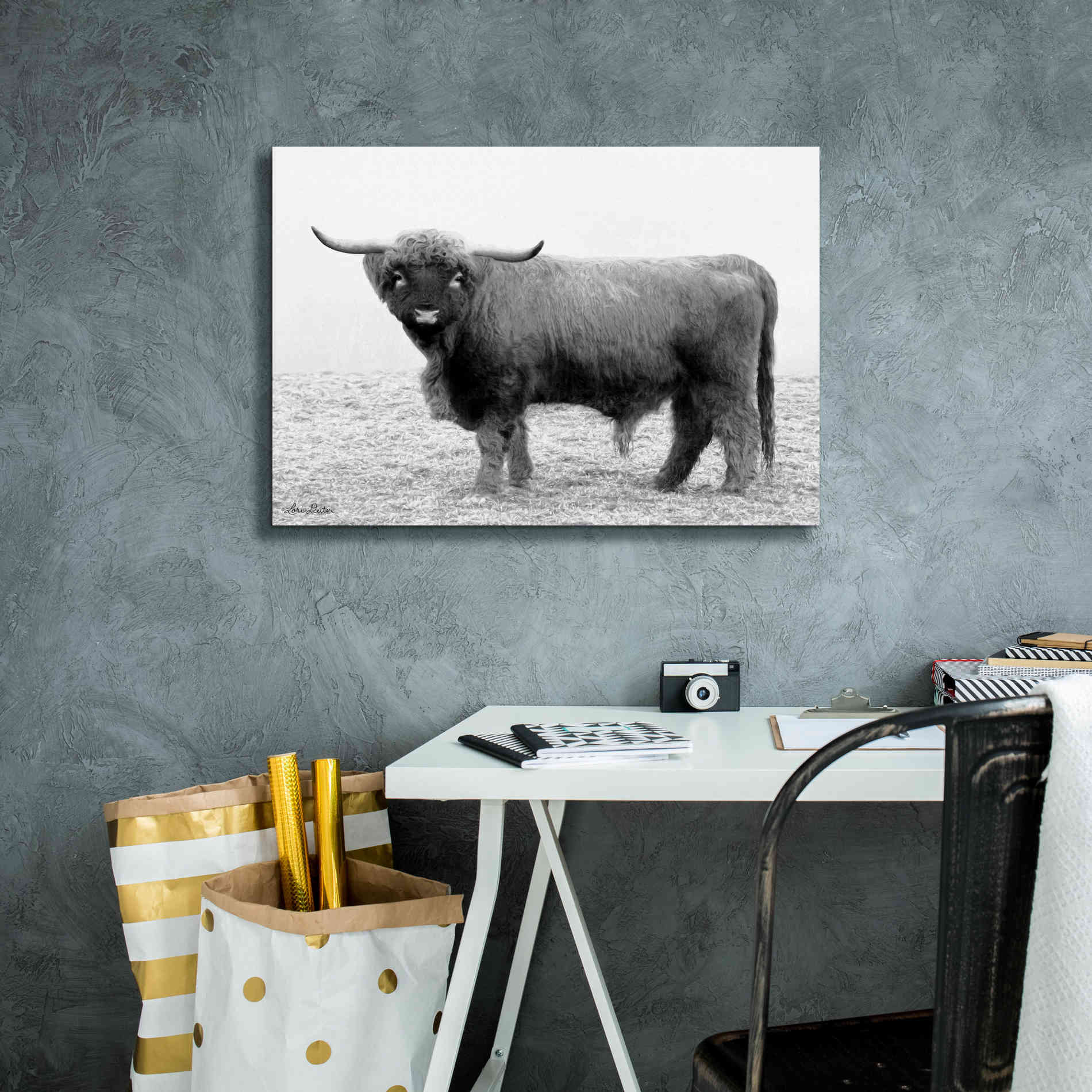 'Scotty the Bull' by Lori Deiter, Canvas Wall Art,26 x 18