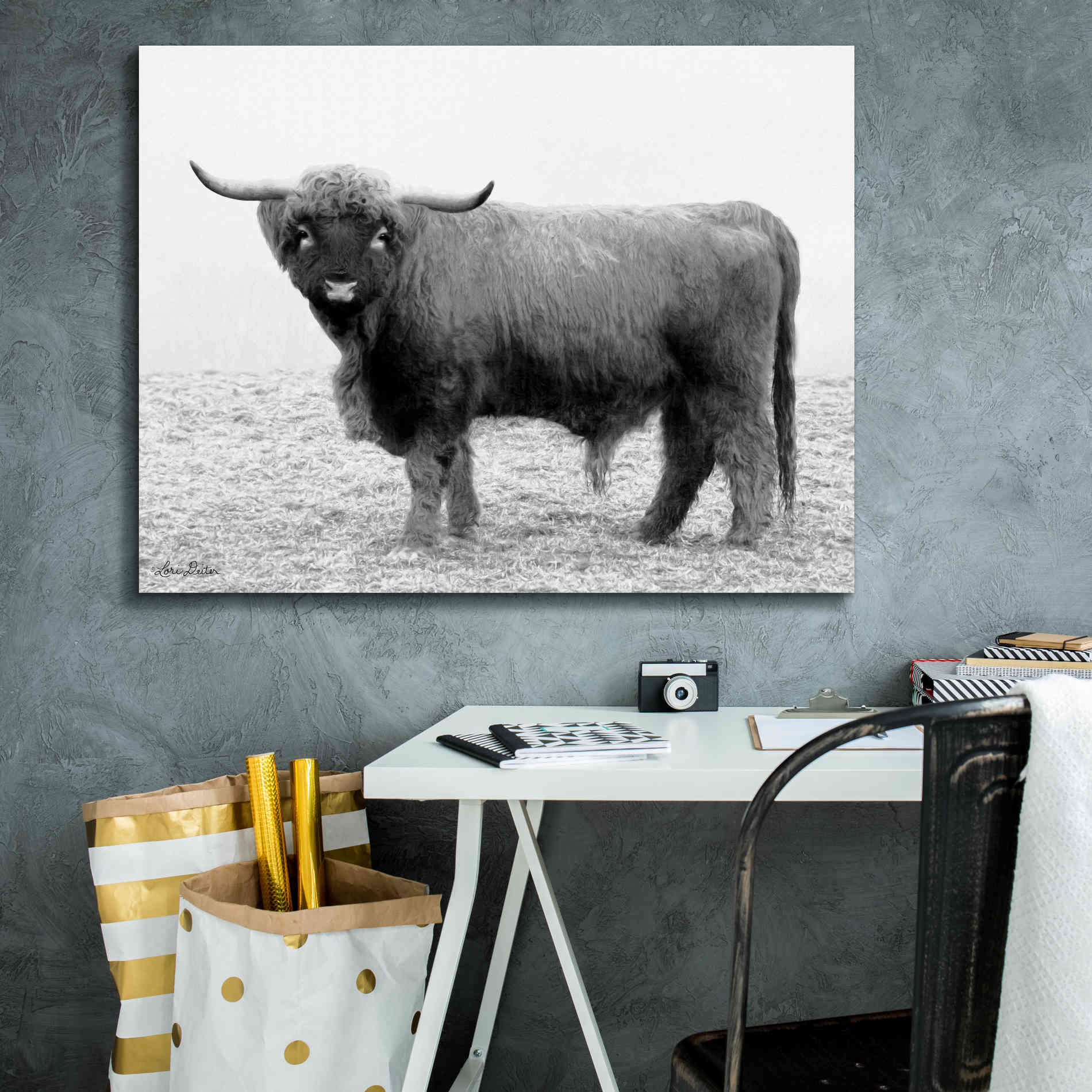 'Scotty the Bull' by Lori Deiter, Canvas Wall Art,34 x 26