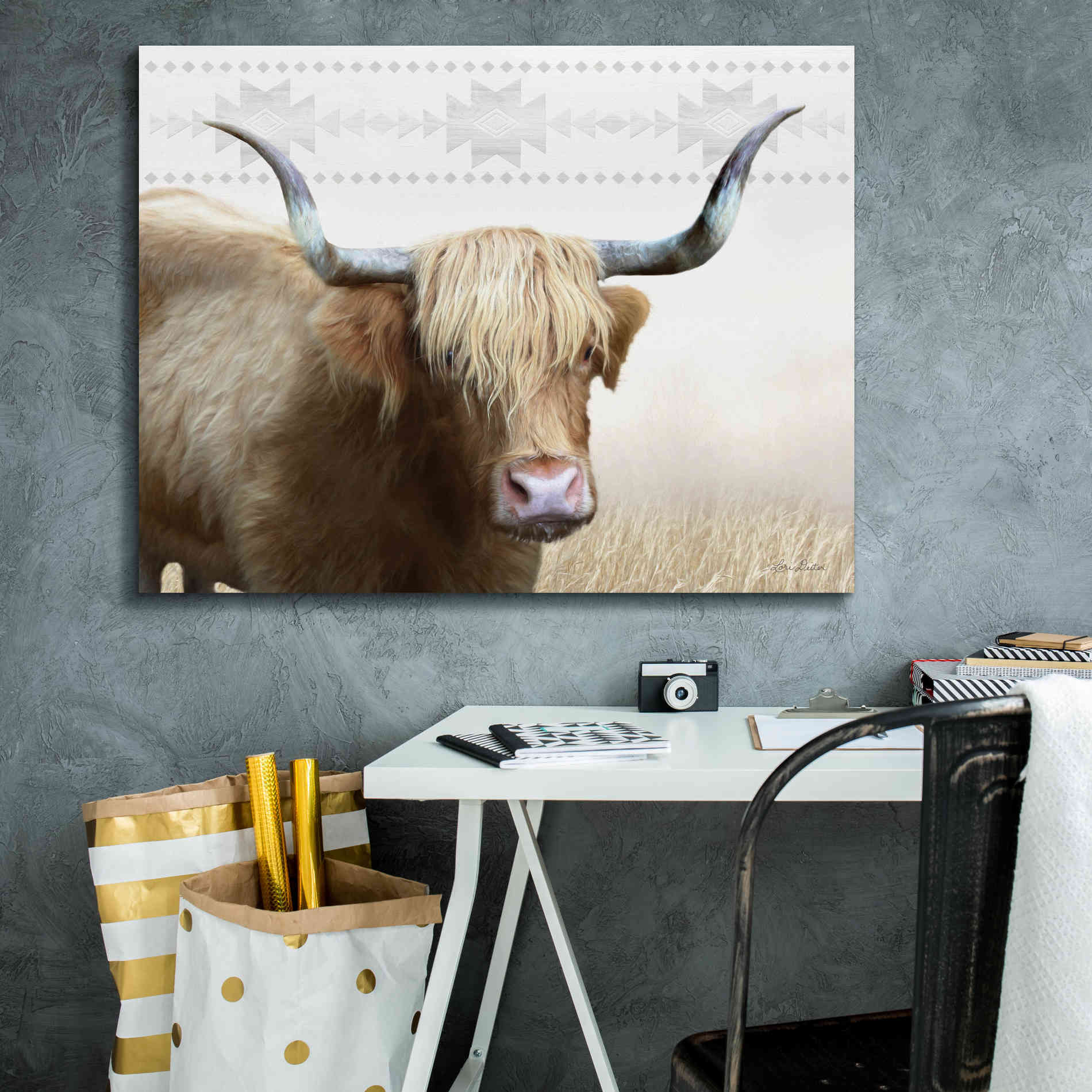 'Get Your Horns Up' by Lori Deiter, Canvas Wall Art,34 x 26