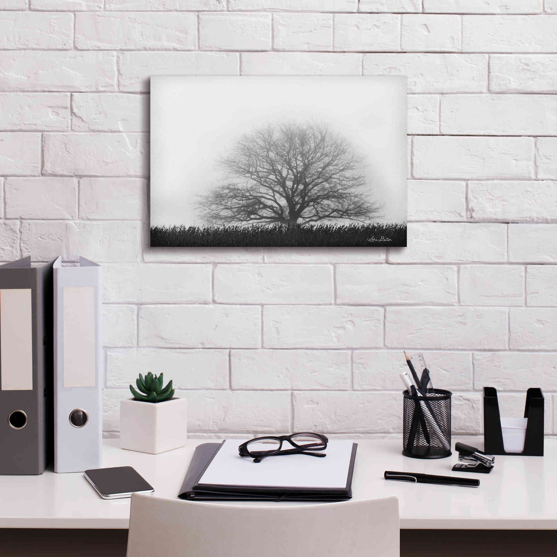 'Foggy Old Tree' by Lori Deiter, Canvas Wall Art,18 x 12