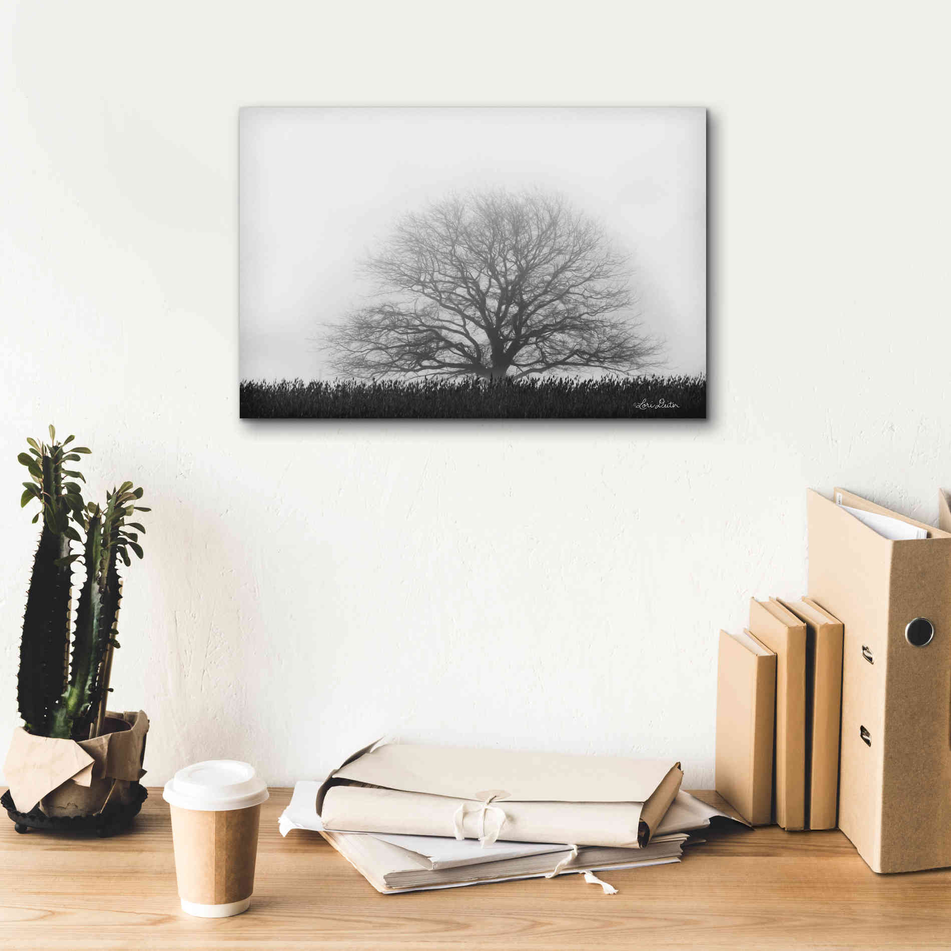 'Foggy Old Tree' by Lori Deiter, Canvas Wall Art,18 x 12
