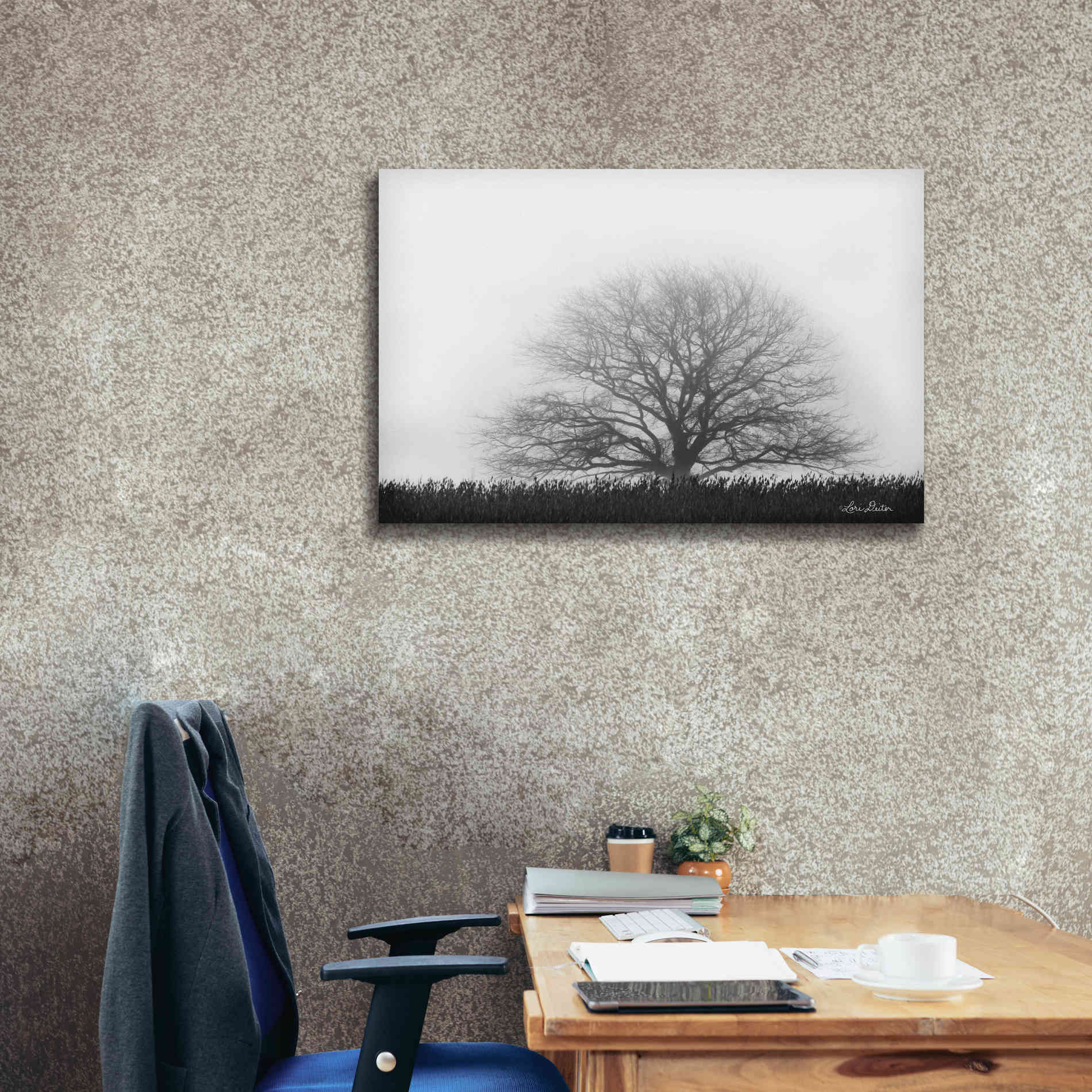 'Foggy Old Tree' by Lori Deiter, Canvas Wall Art,40 x 26