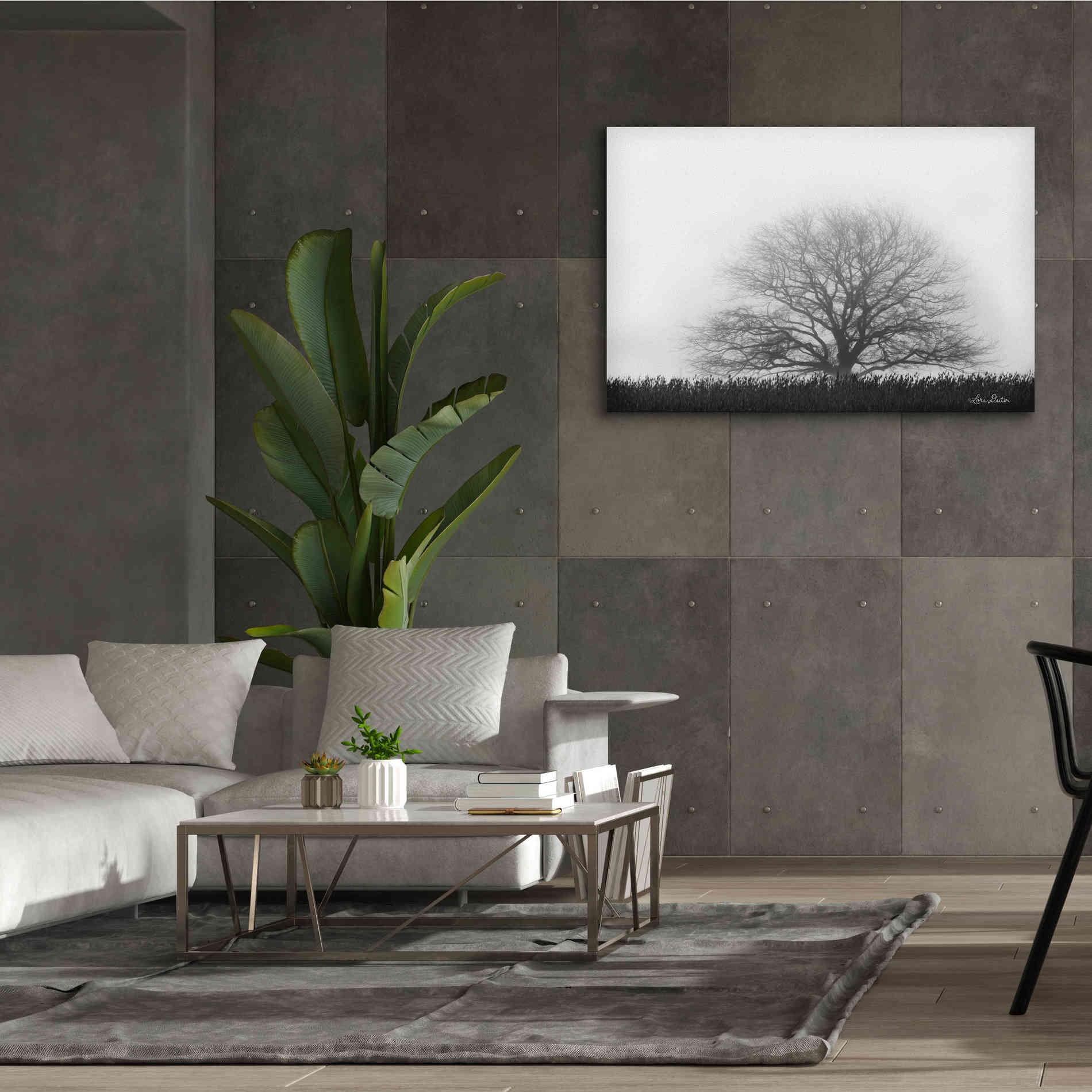 'Foggy Old Tree' by Lori Deiter, Canvas Wall Art,60 x 40
