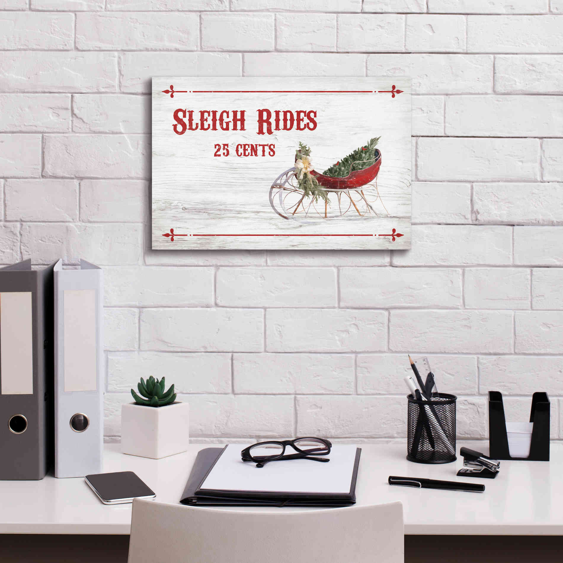 'Sleigh Rides 25 Cents' by Lori Deiter, Canvas Wall Art,18 x 12