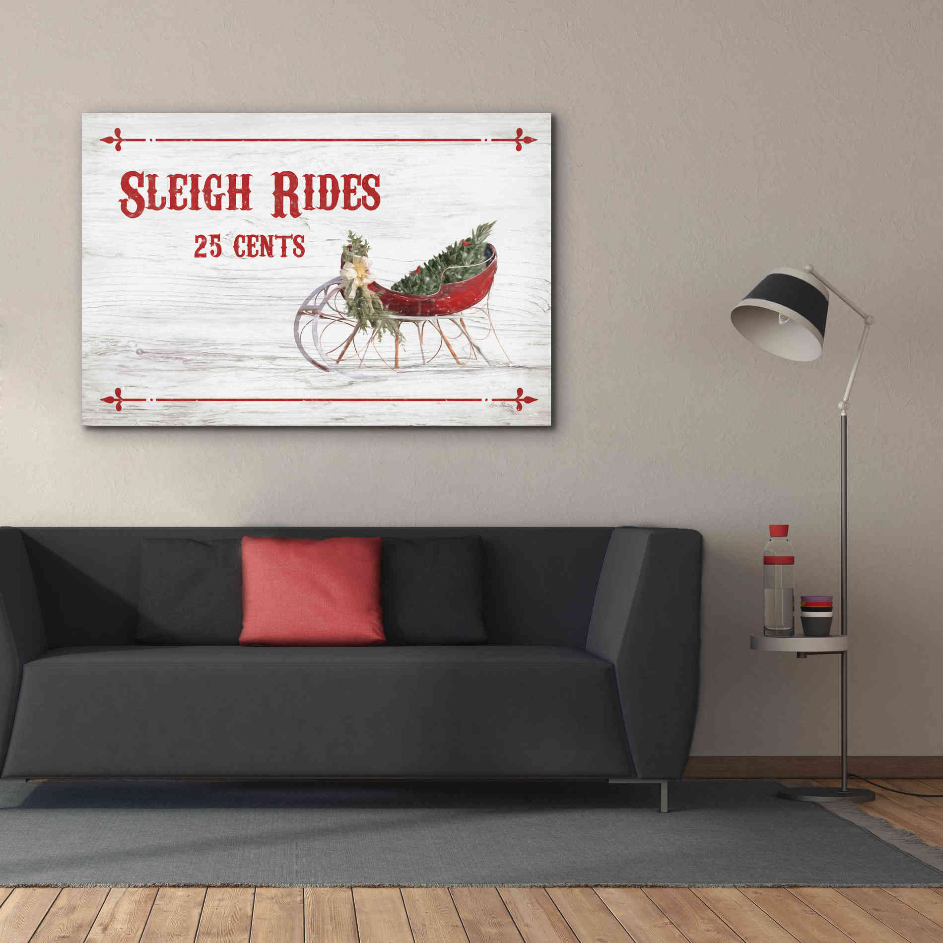 'Sleigh Rides 25 Cents' by Lori Deiter, Canvas Wall Art,60 x 40