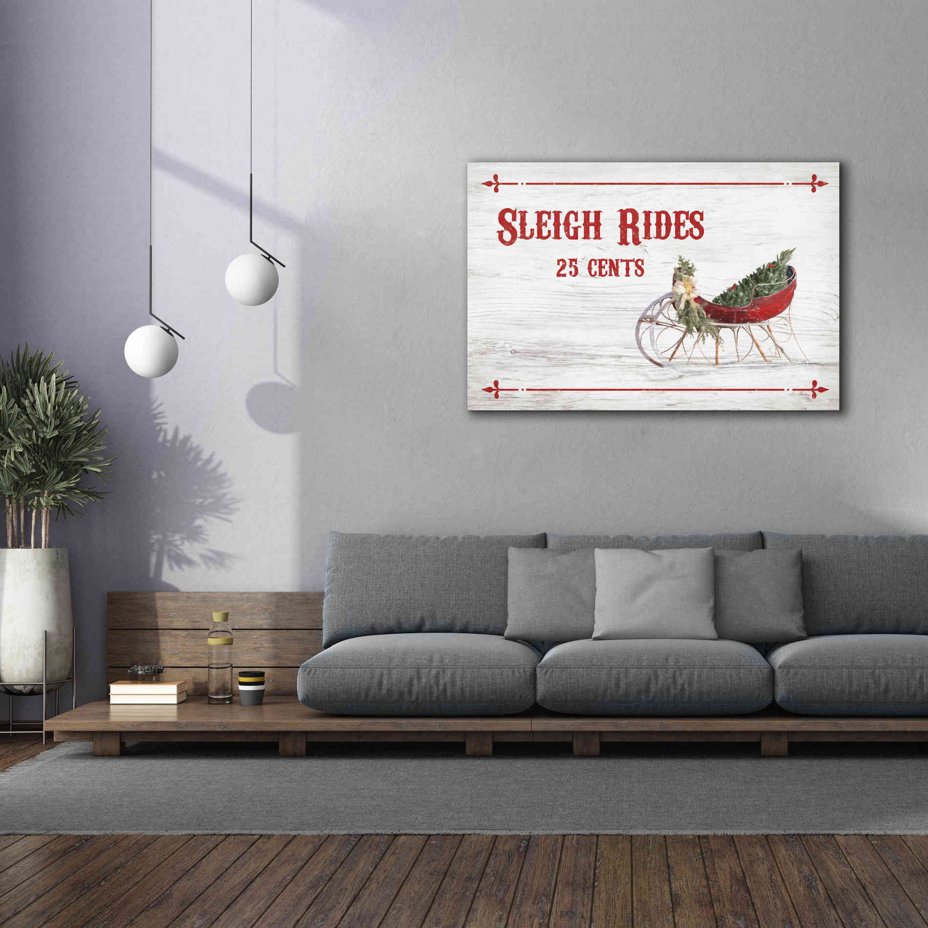 'Sleigh Rides 25 Cents' by Lori Deiter, Canvas Wall Art,60 x 40