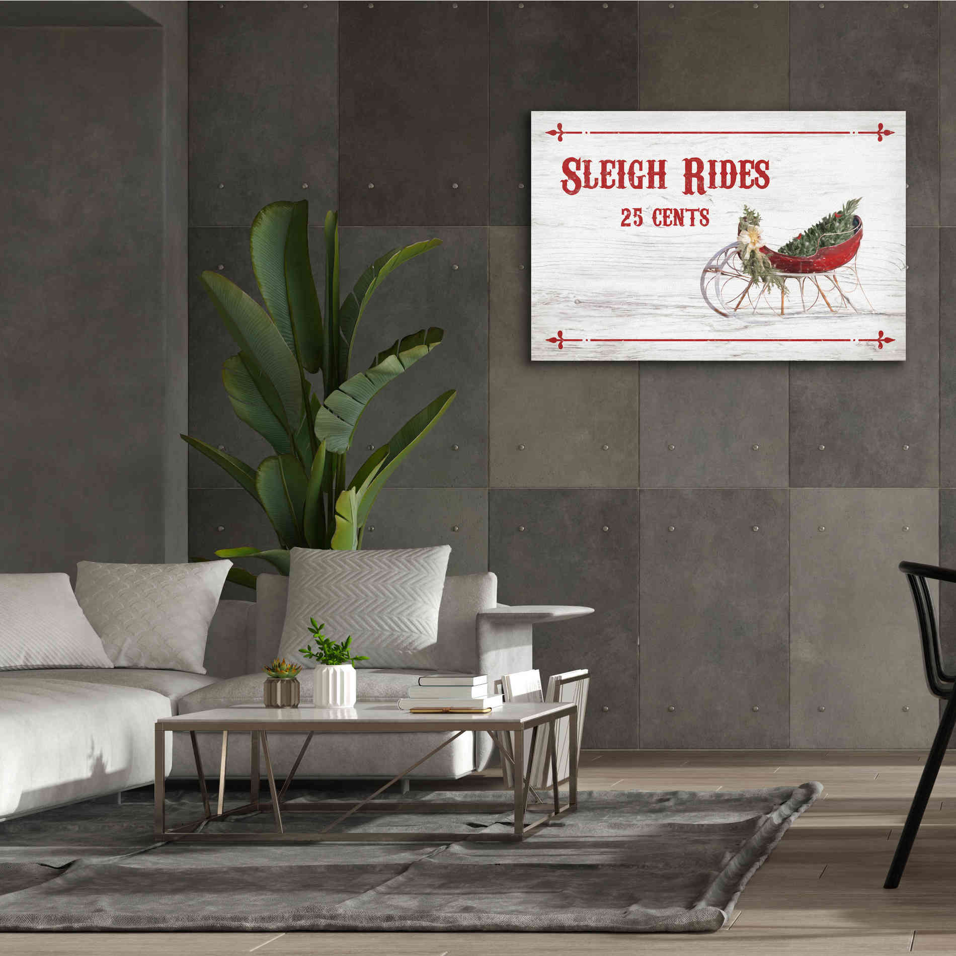 'Sleigh Rides 25 Cents' by Lori Deiter, Canvas Wall Art,60 x 40