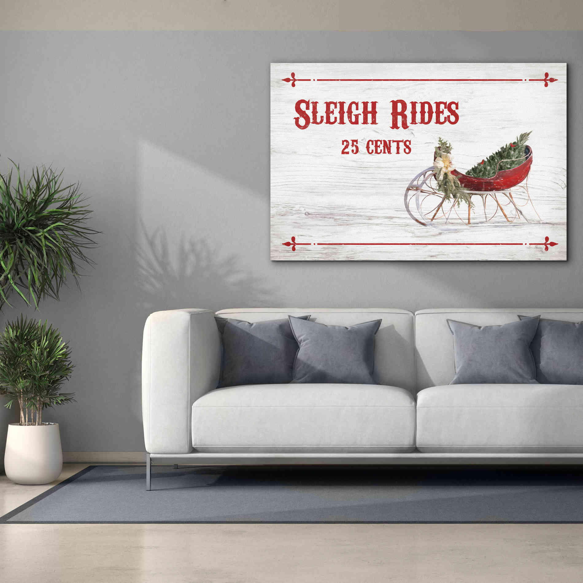 'Sleigh Rides 25 Cents' by Lori Deiter, Canvas Wall Art,60 x 40