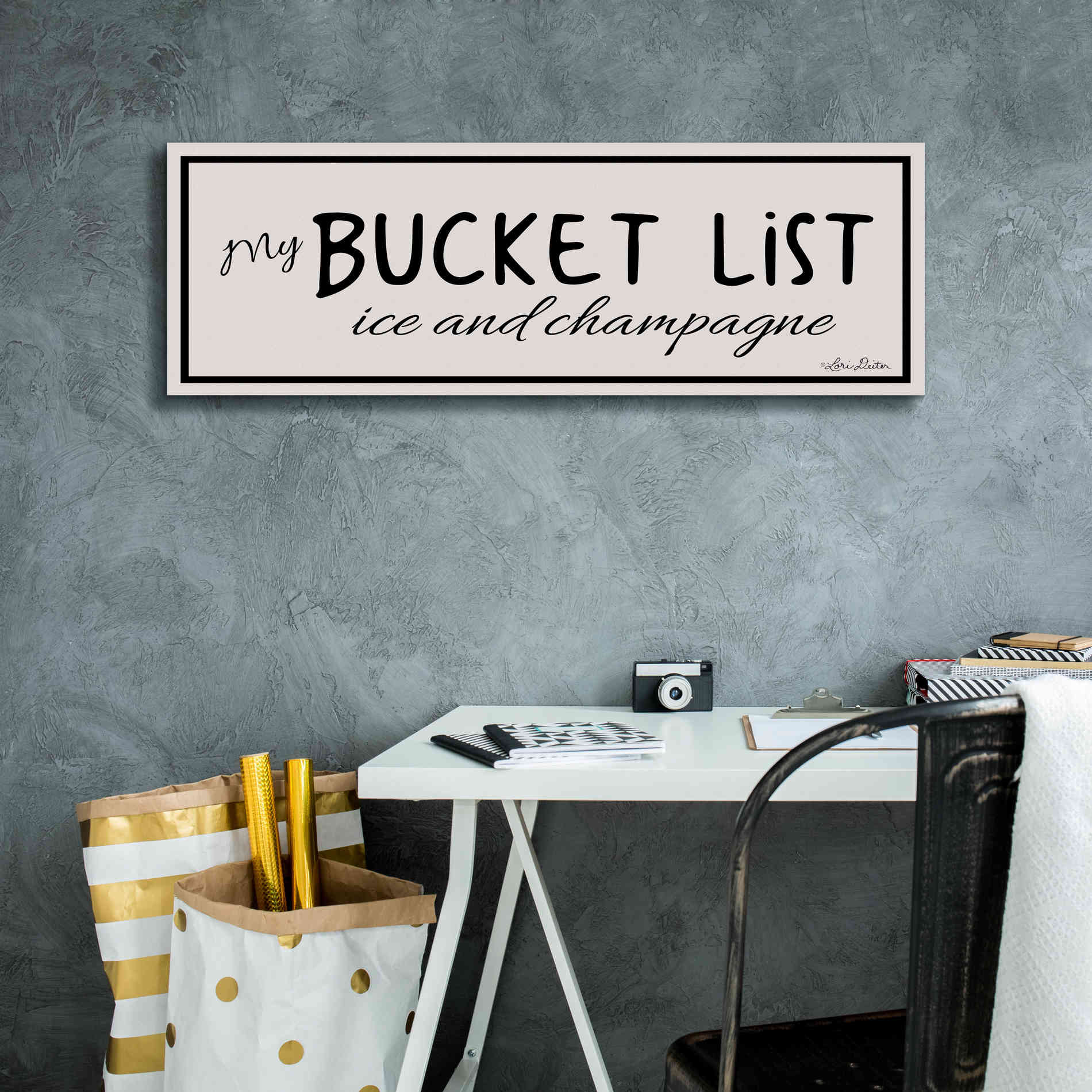 'My Bucket List' by Lori Deiter, Canvas Wall Art,36 x 12